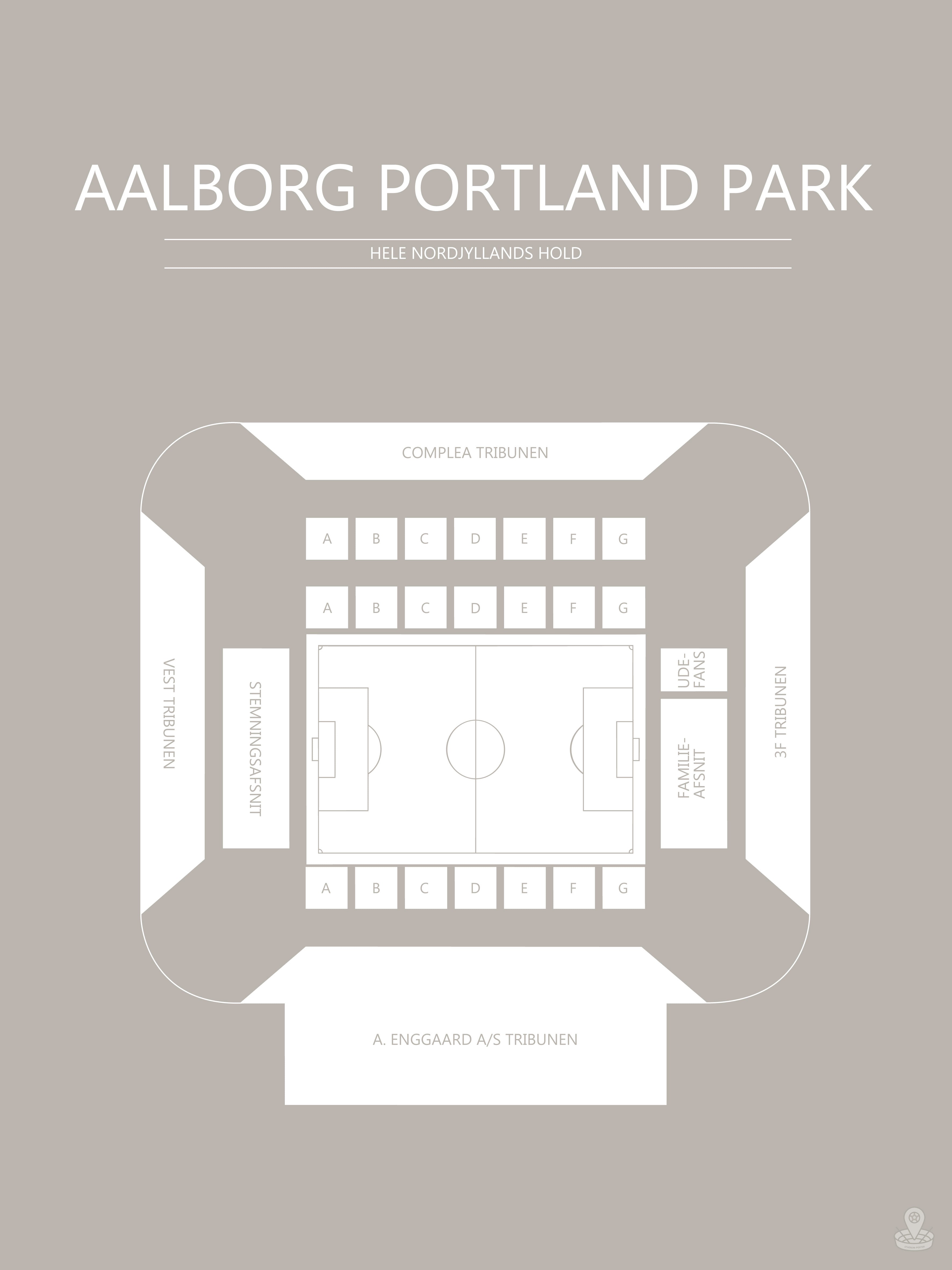 Fodbold plakat Aalborg Portland Park Grå