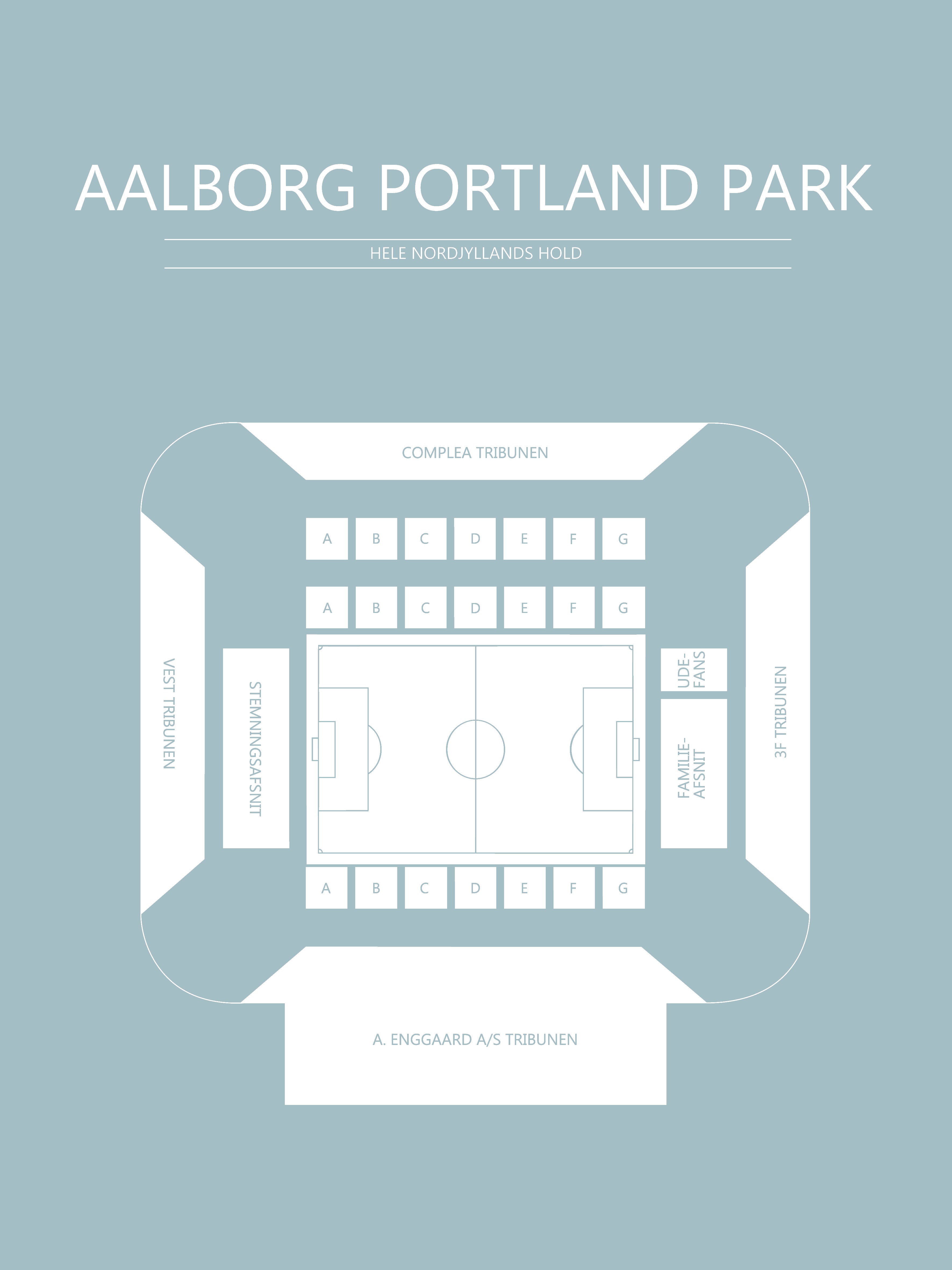 Fodbold plakat Aalborg Portland Park Lyseblå