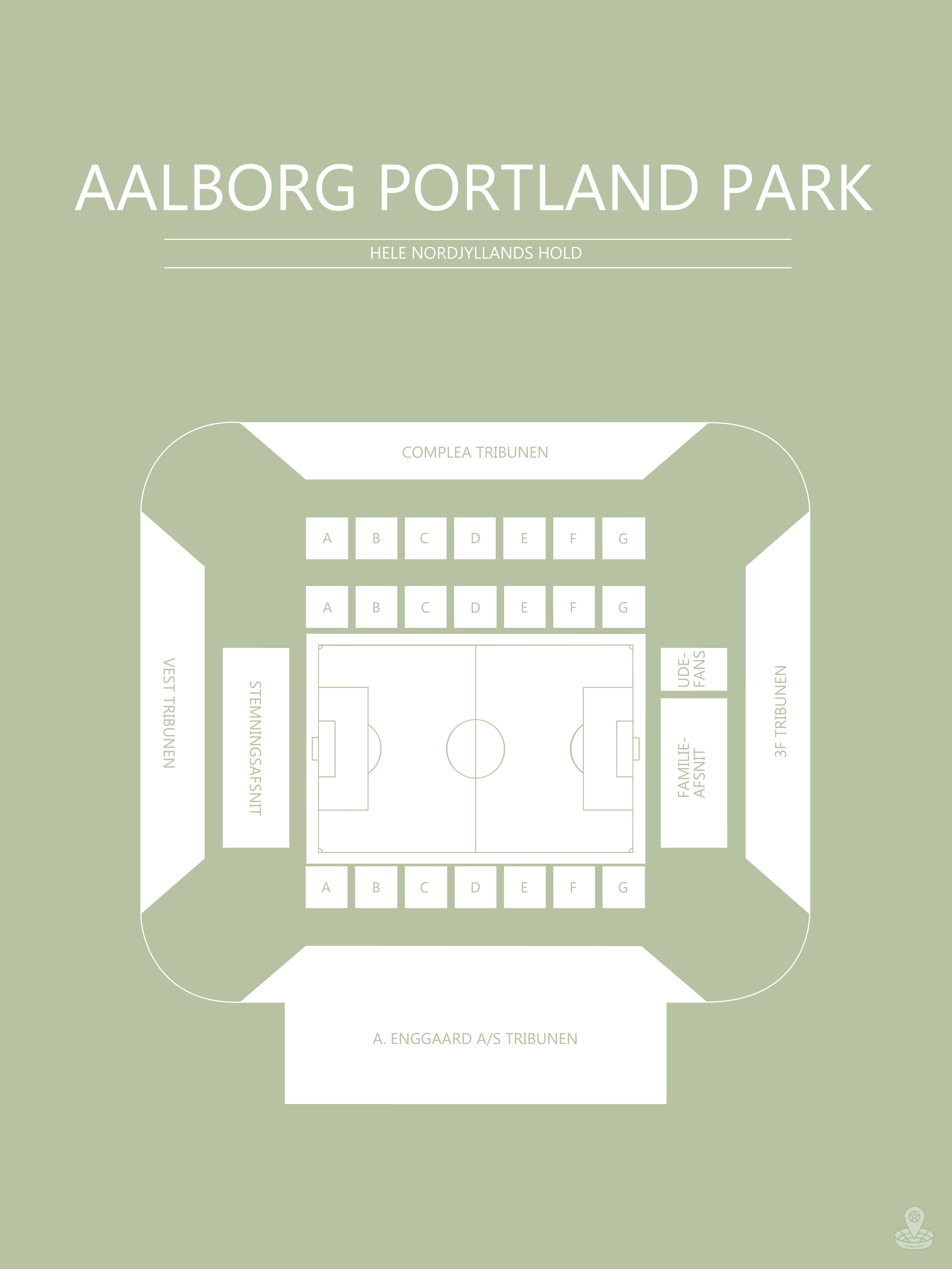 Fodbold plakat Aalborg Portland Park lysegrøn
