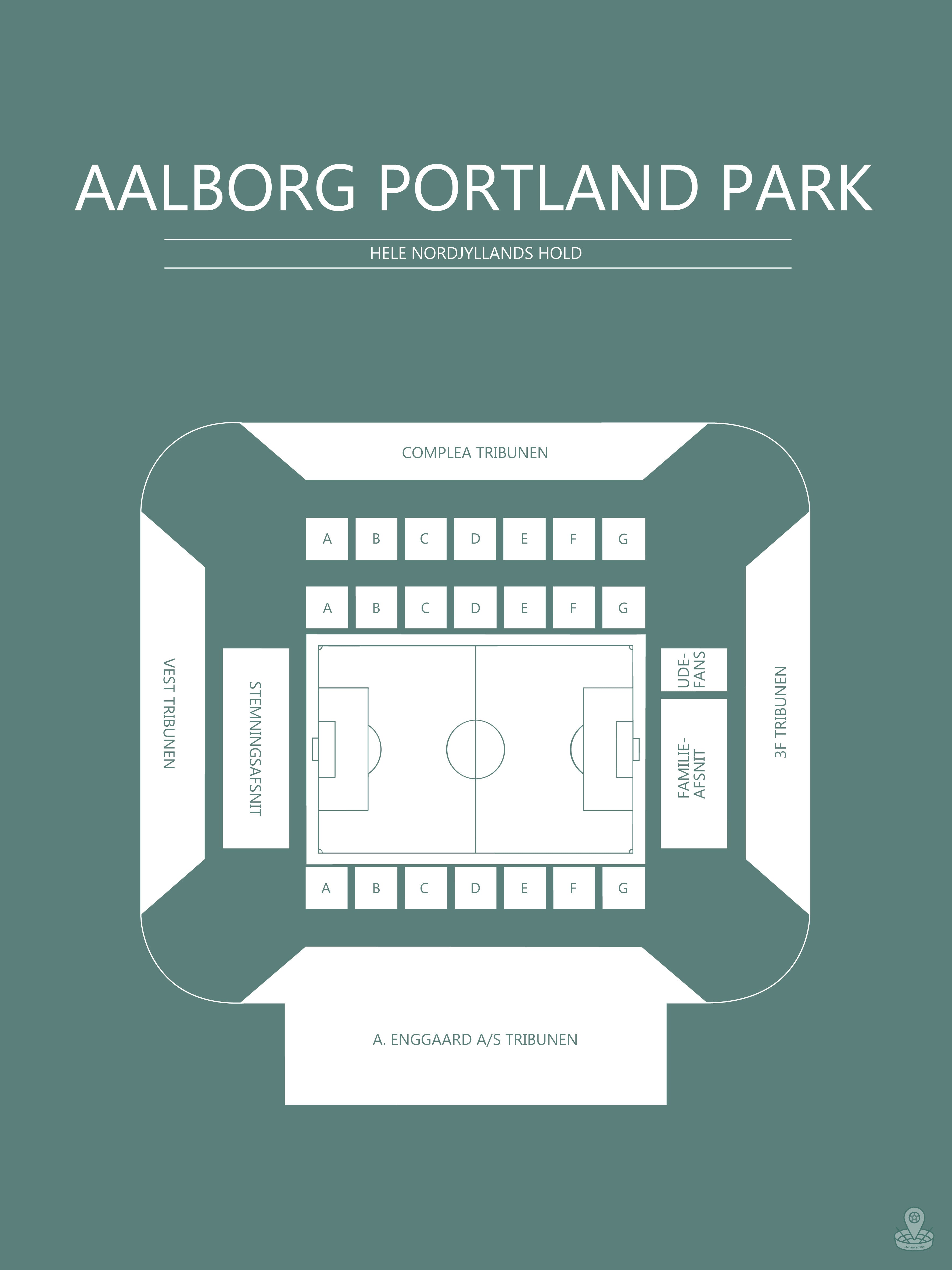 Fodbold plakat Aalborg Portland Park Mørkeblå