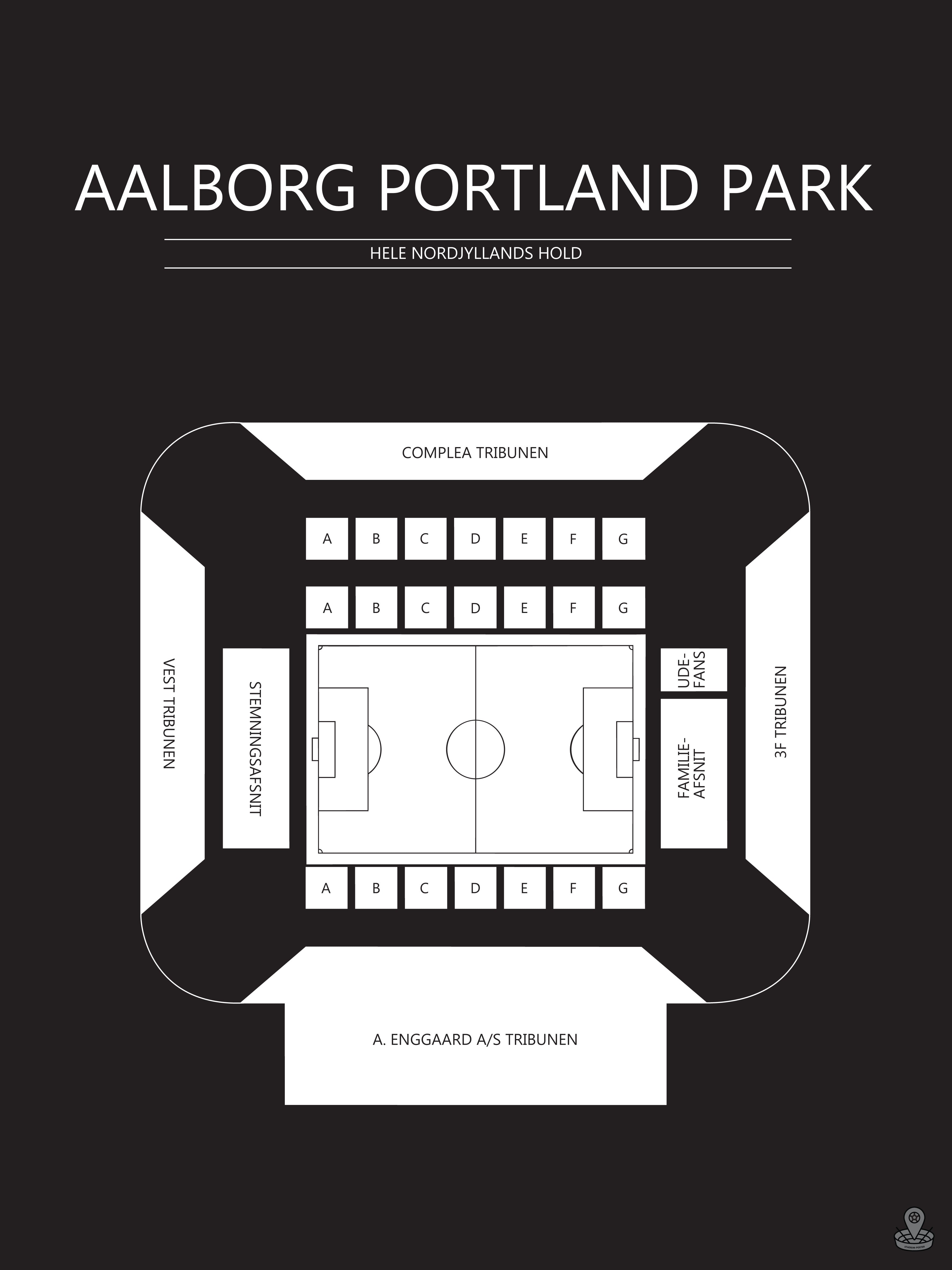 Fodbold plakat Aalborg Portland Park Sort