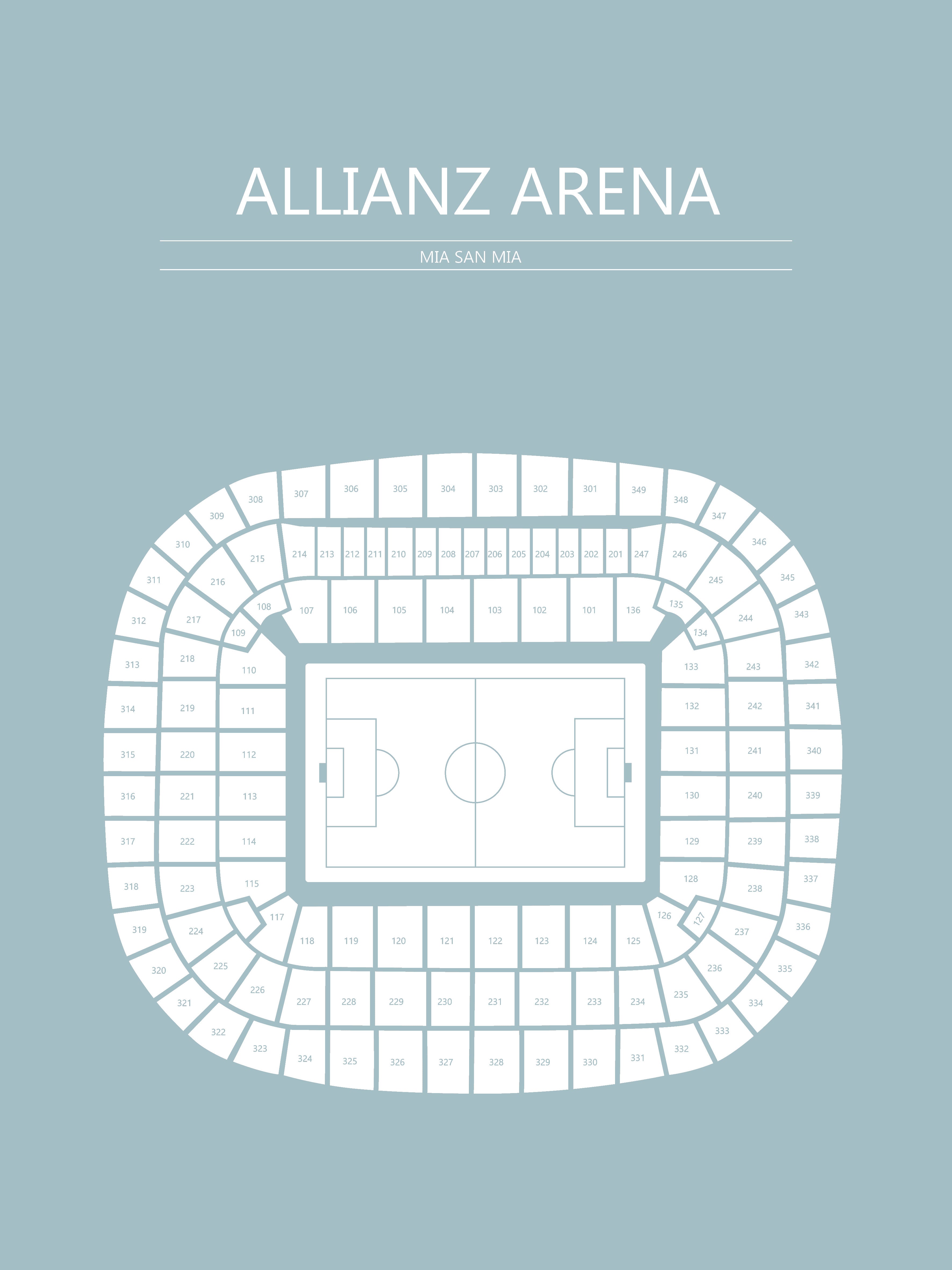 Fodbold plakat Bayern München Allianz Arena Lyseblå