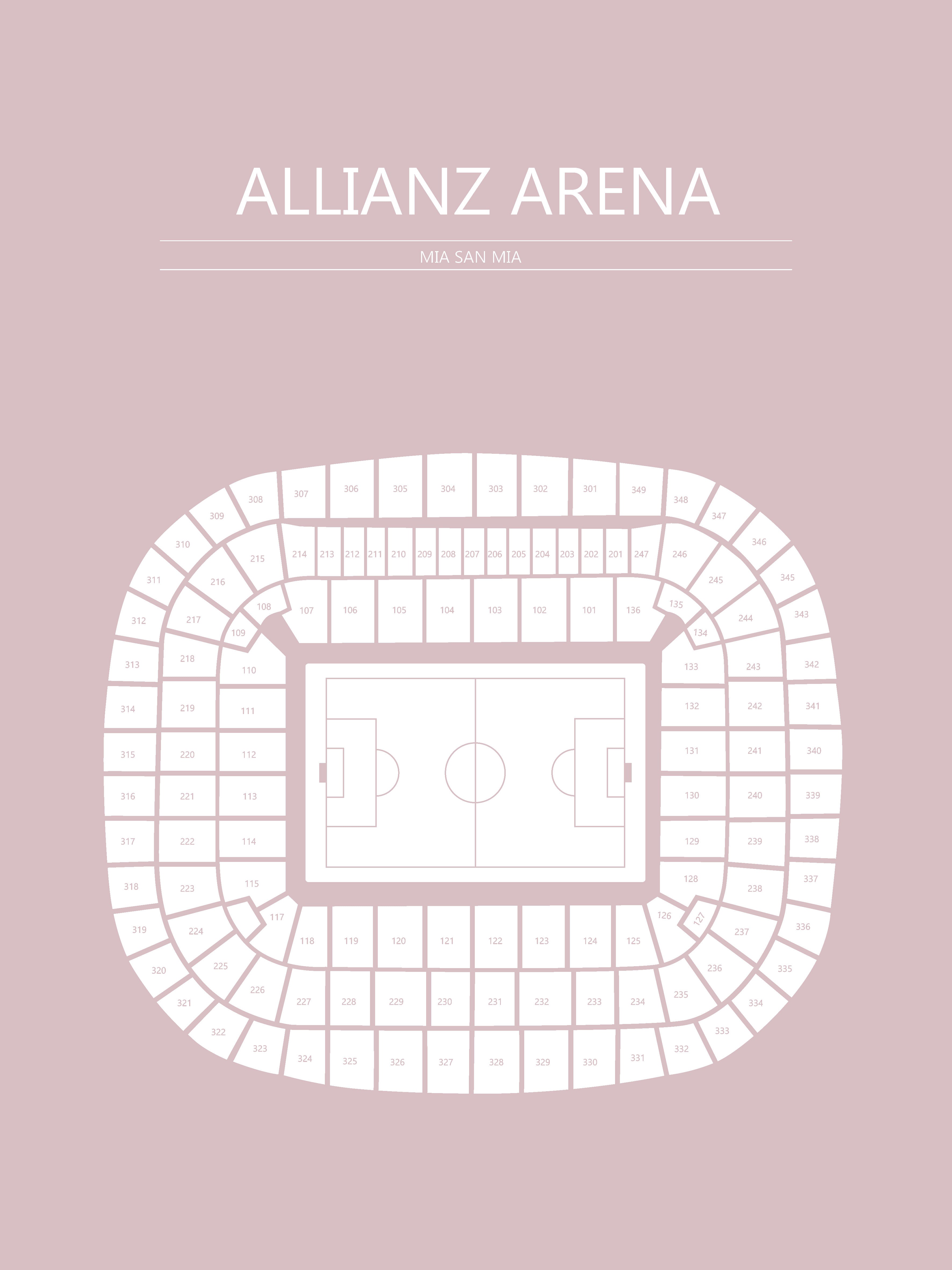 Fodbold plakat Bayern München Allianz Arena Lyserød