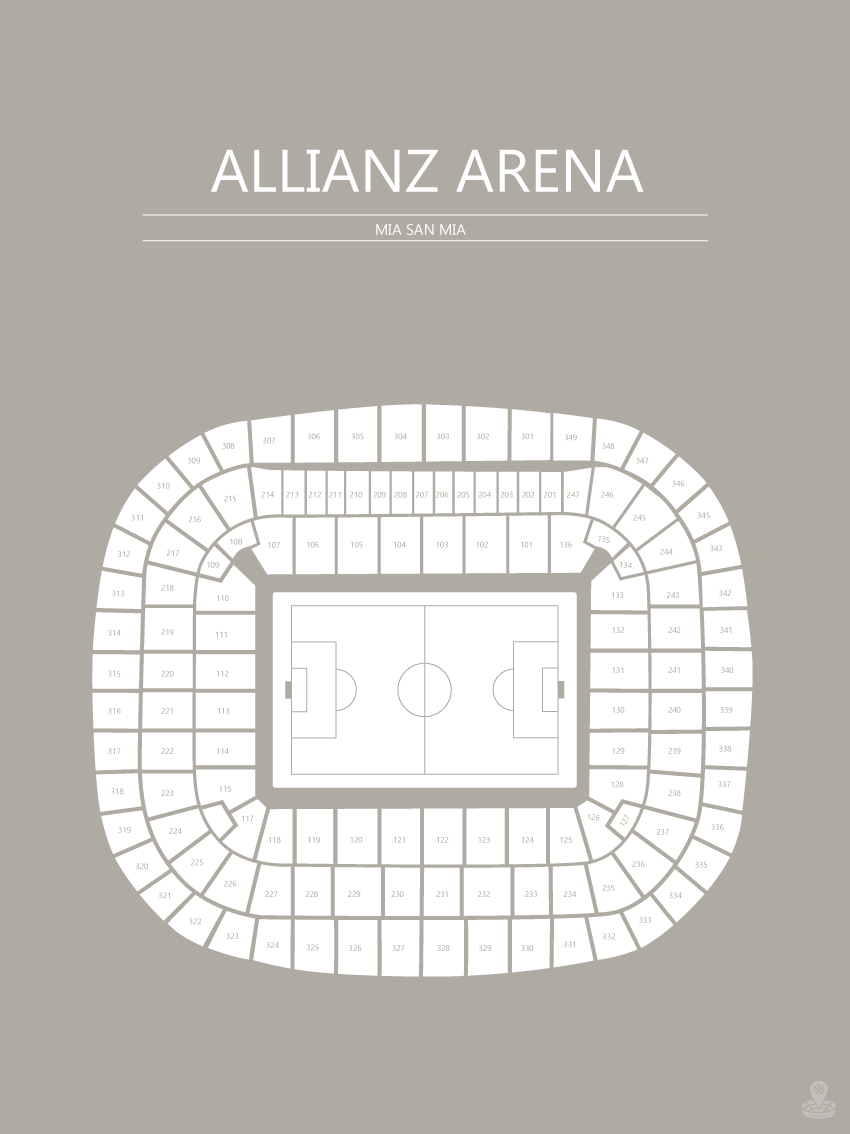 Fodbold plakat Bayern München Allianz Arena Grå