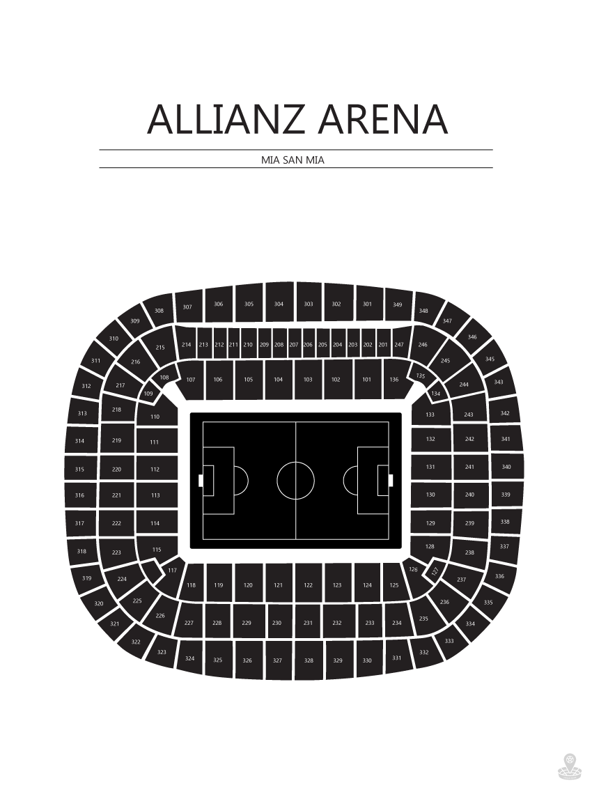 Fodbold plakat Bayern München Allianz Arena hvid