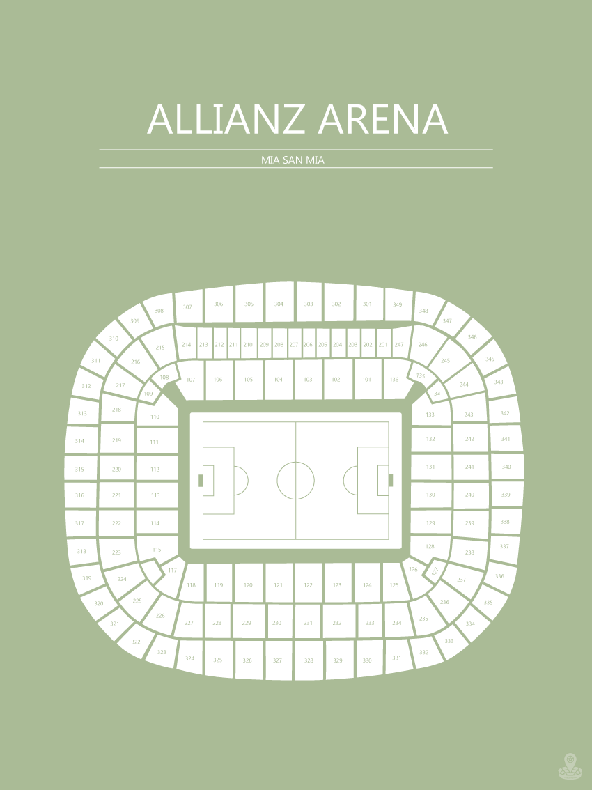 Fodbold plakat Bayern München Allianz Arena Lysegrøn