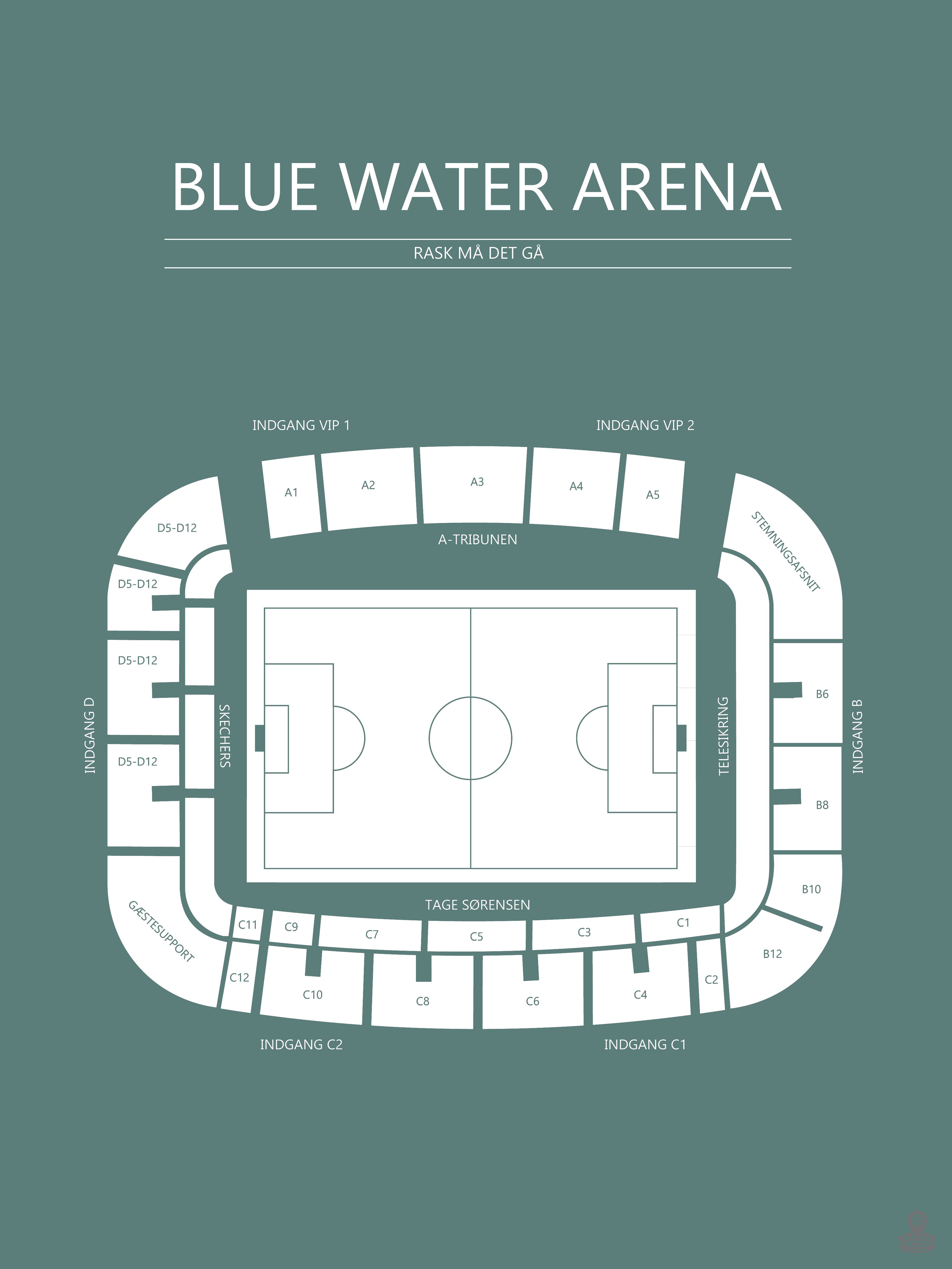 Fodbold plakat Esbjerg Blue Water Arena Mørkegrøn