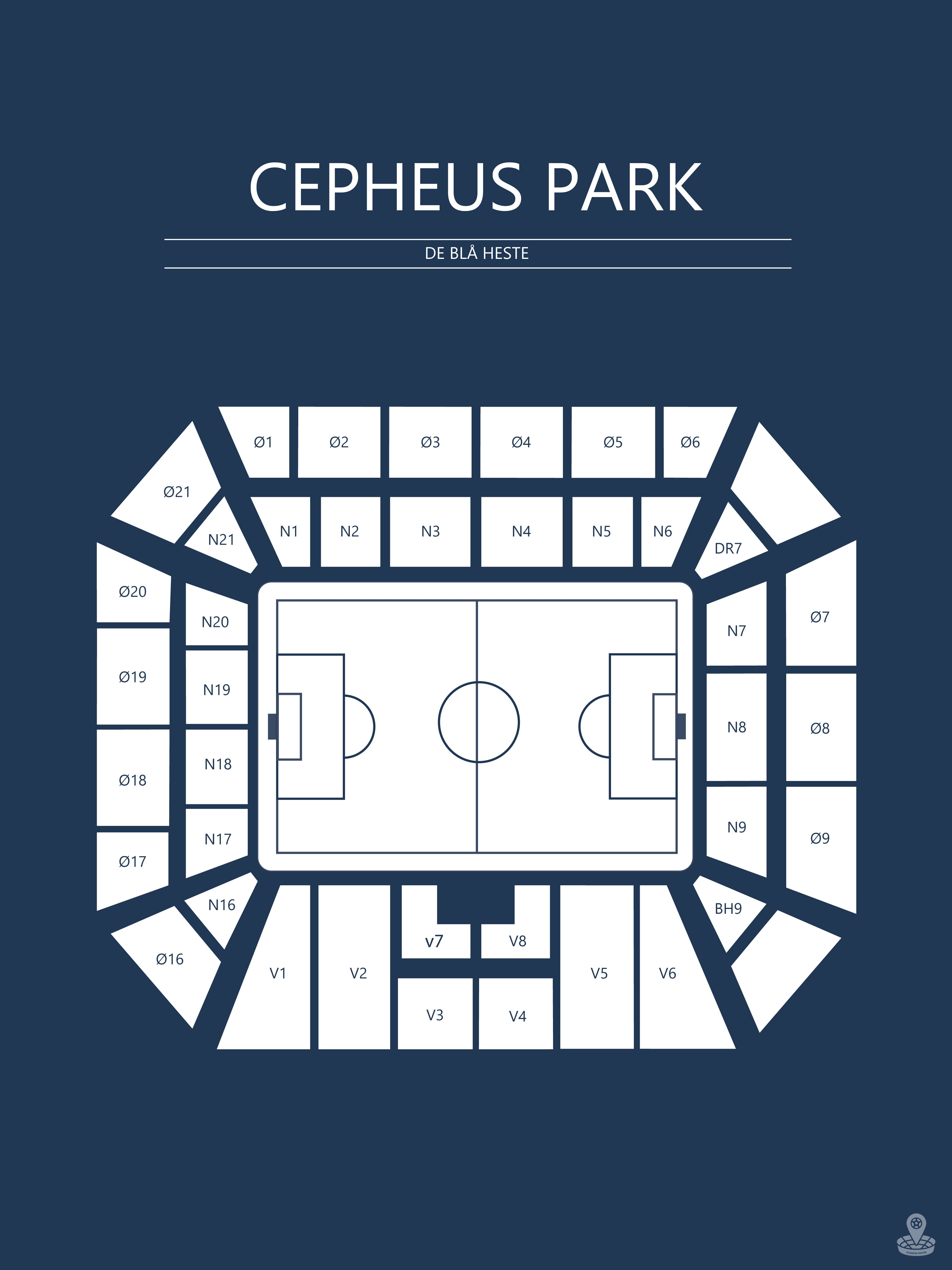 Fodbold plakat Randers Cepheus Park Mørkeblå