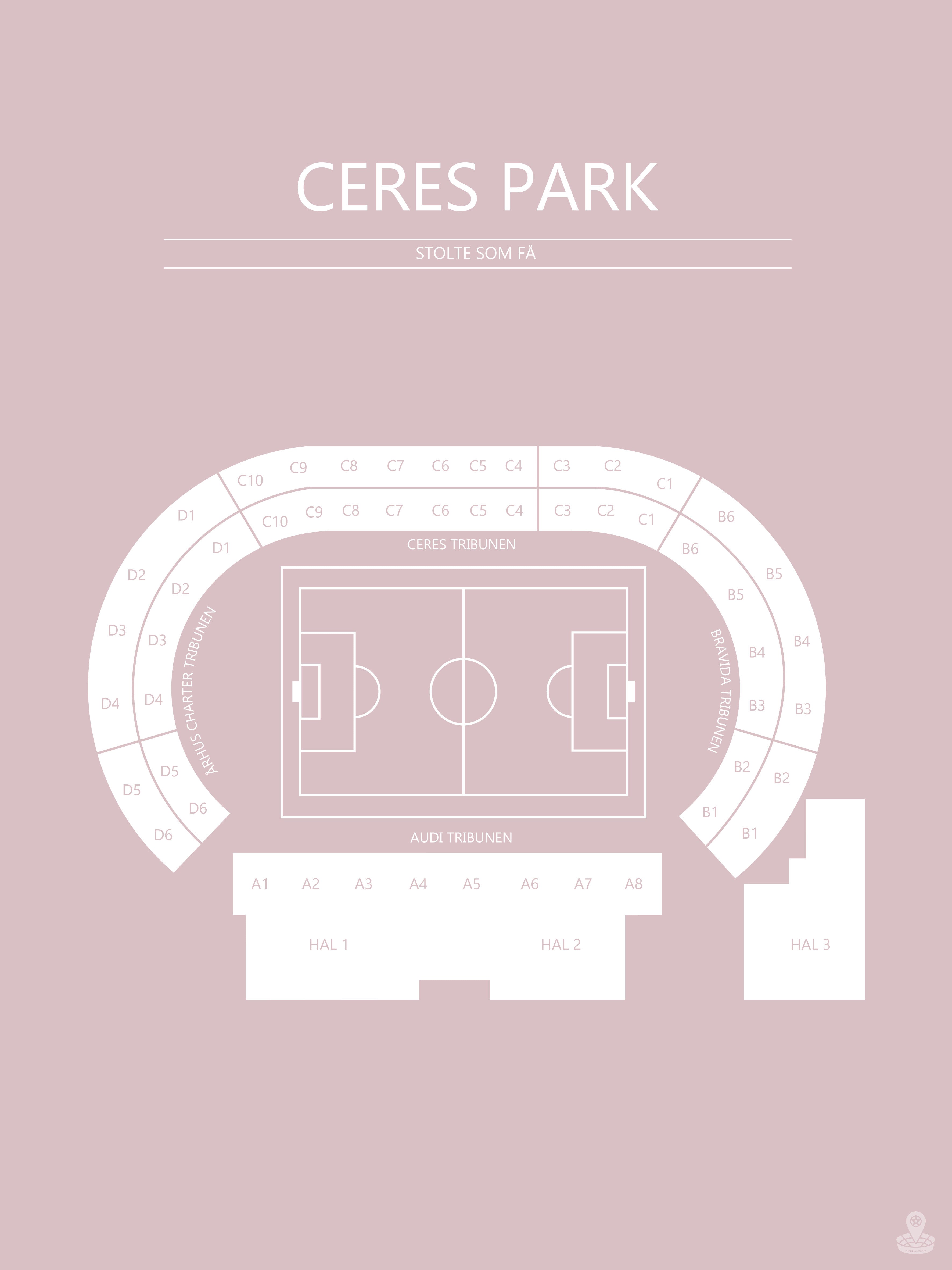 Fodbold plakat AGF Ceres Park Lyserød