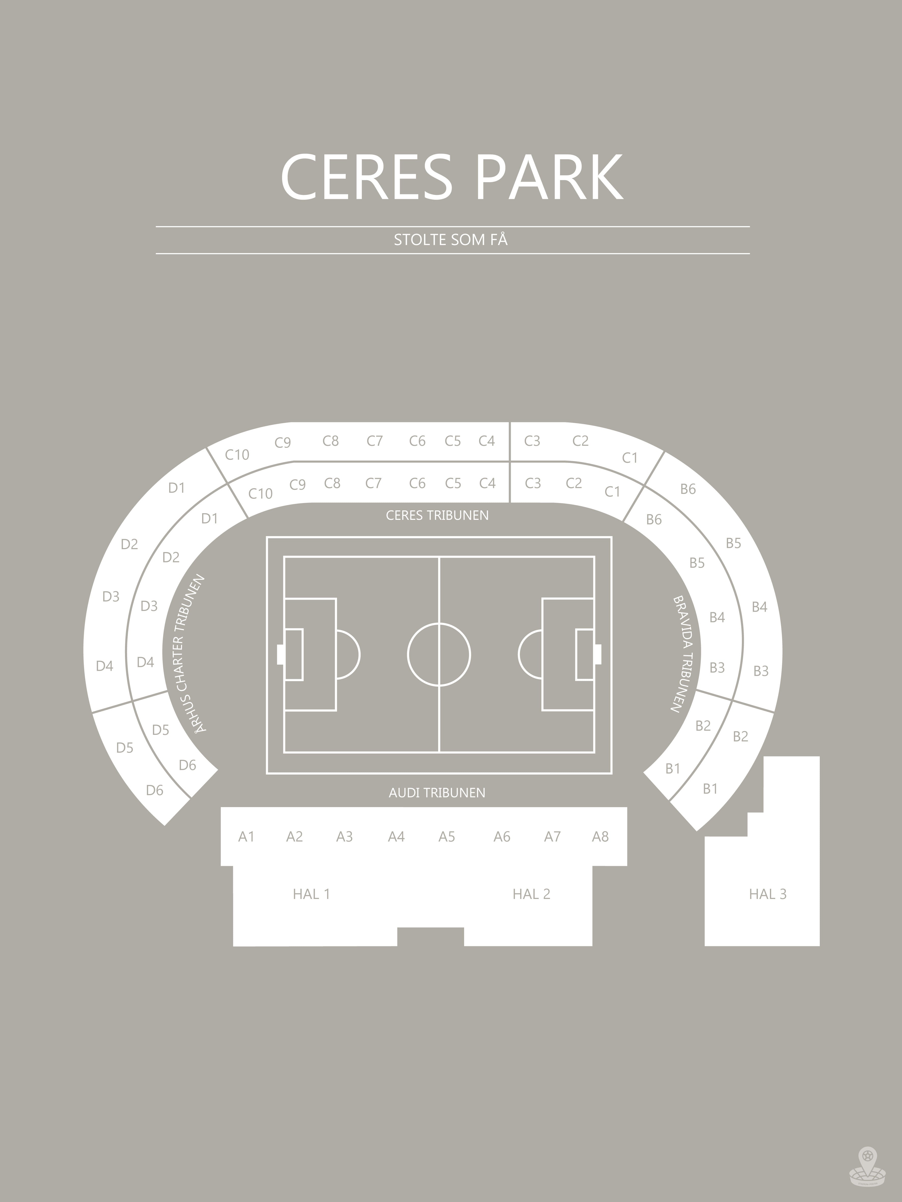 Fodbold plakat AGF Ceres Park Grå