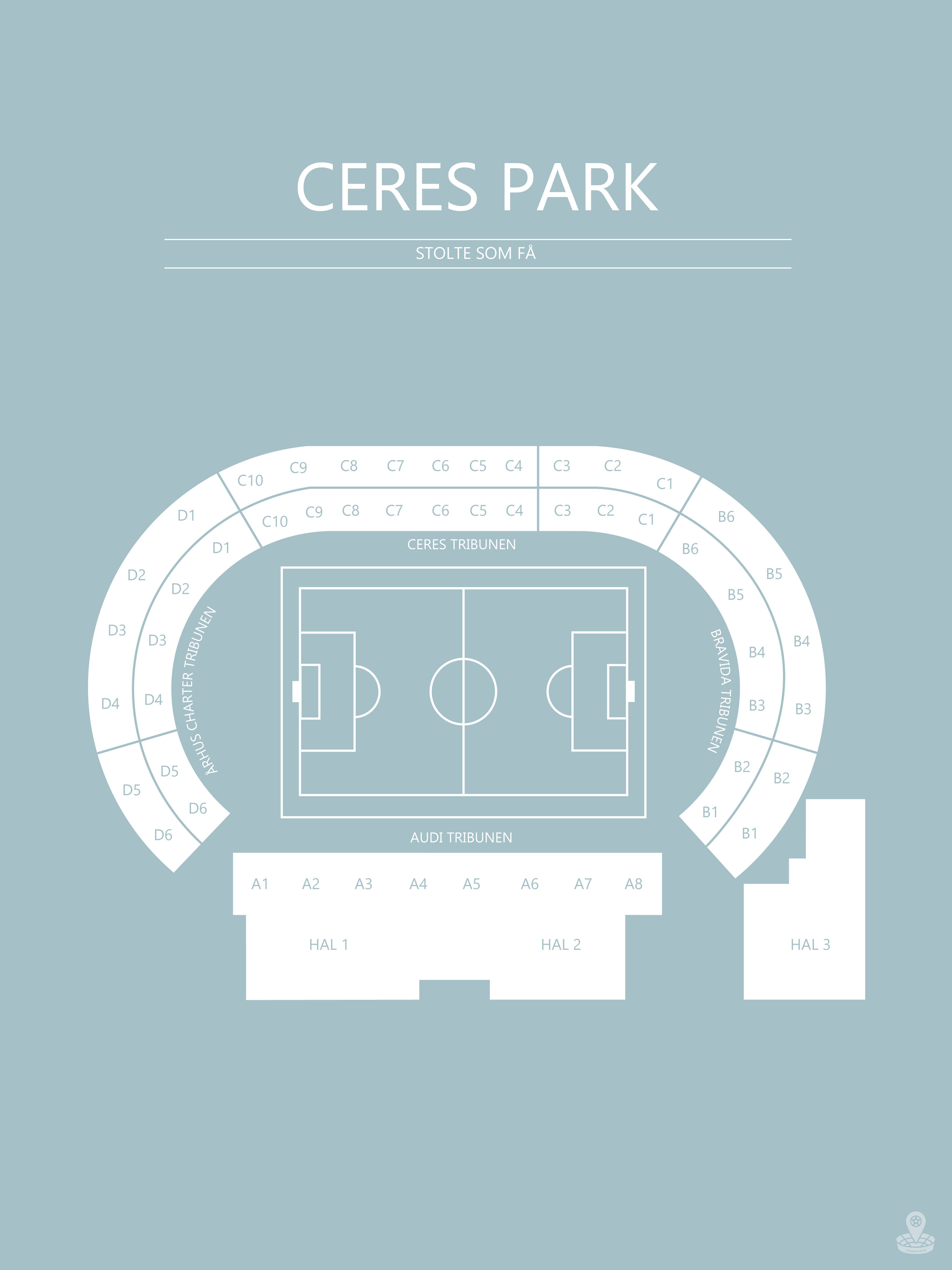 Fodbold plakat AGF Ceres Park Lyseblå