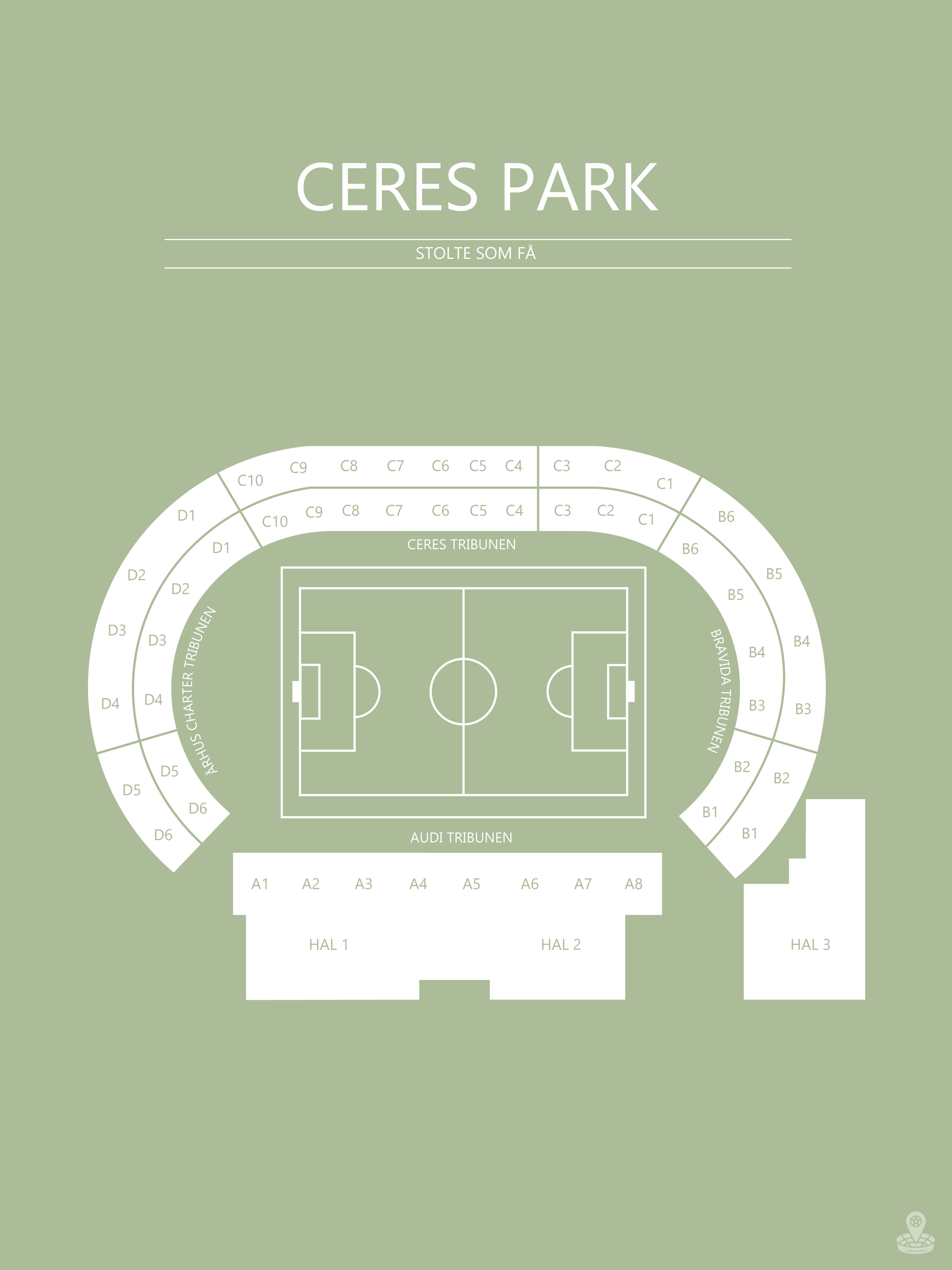 Fodbold plakat AGF Ceres Park Lysegrøn