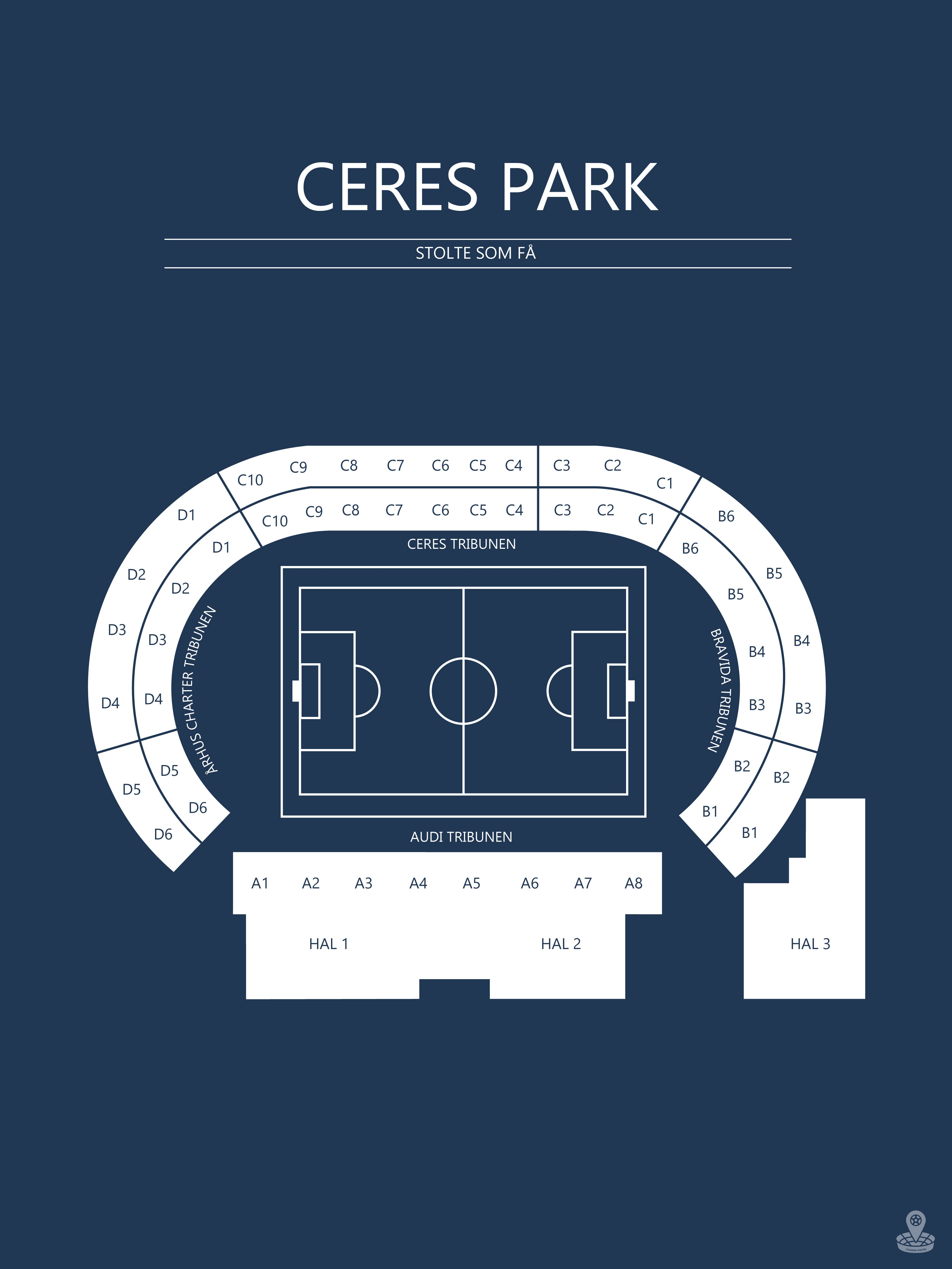 Fodbold plakat AGF Ceres Park Mørkeblå