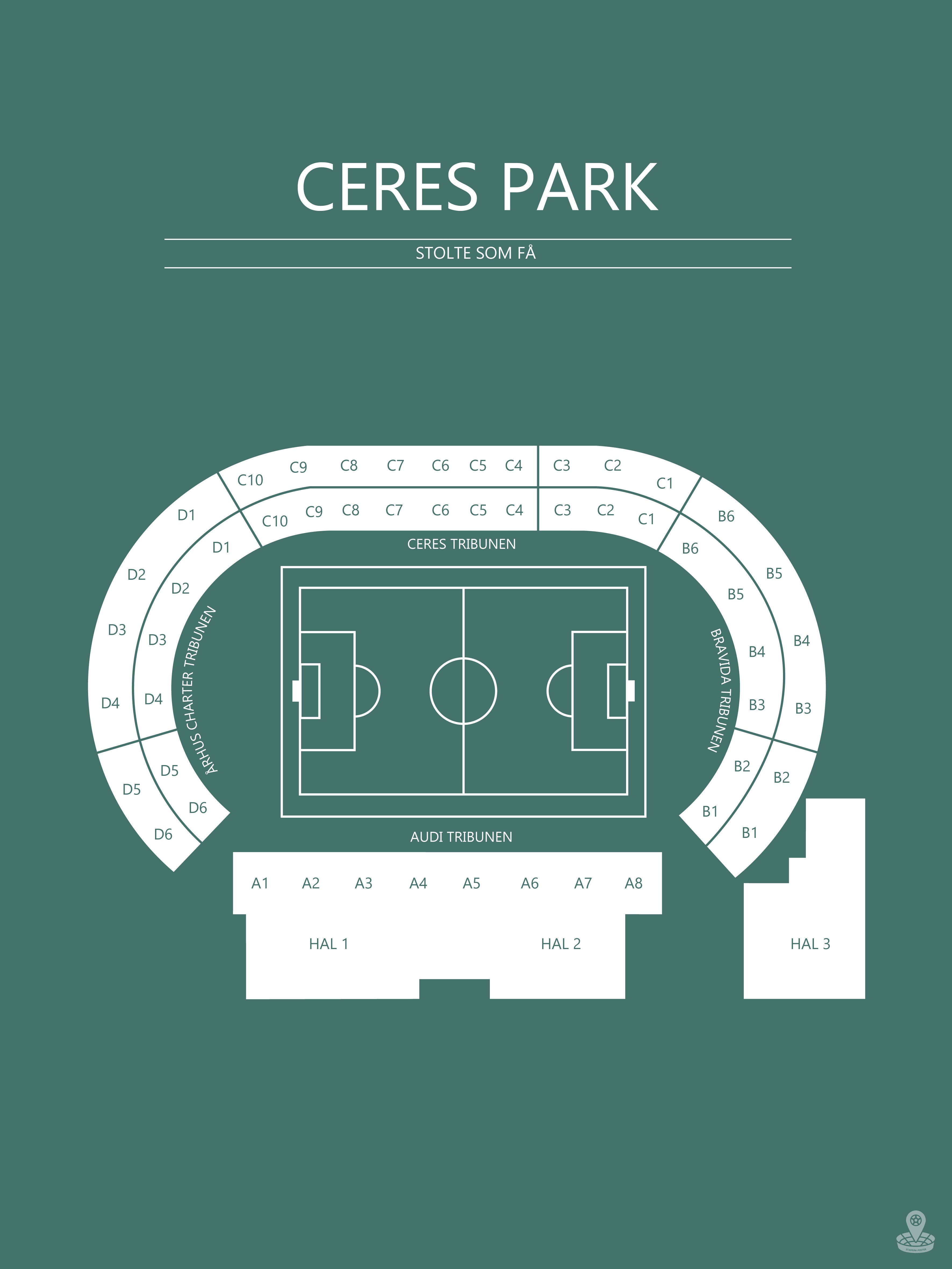 Fodbold plakat AGF Ceres Park Mørkegrøn