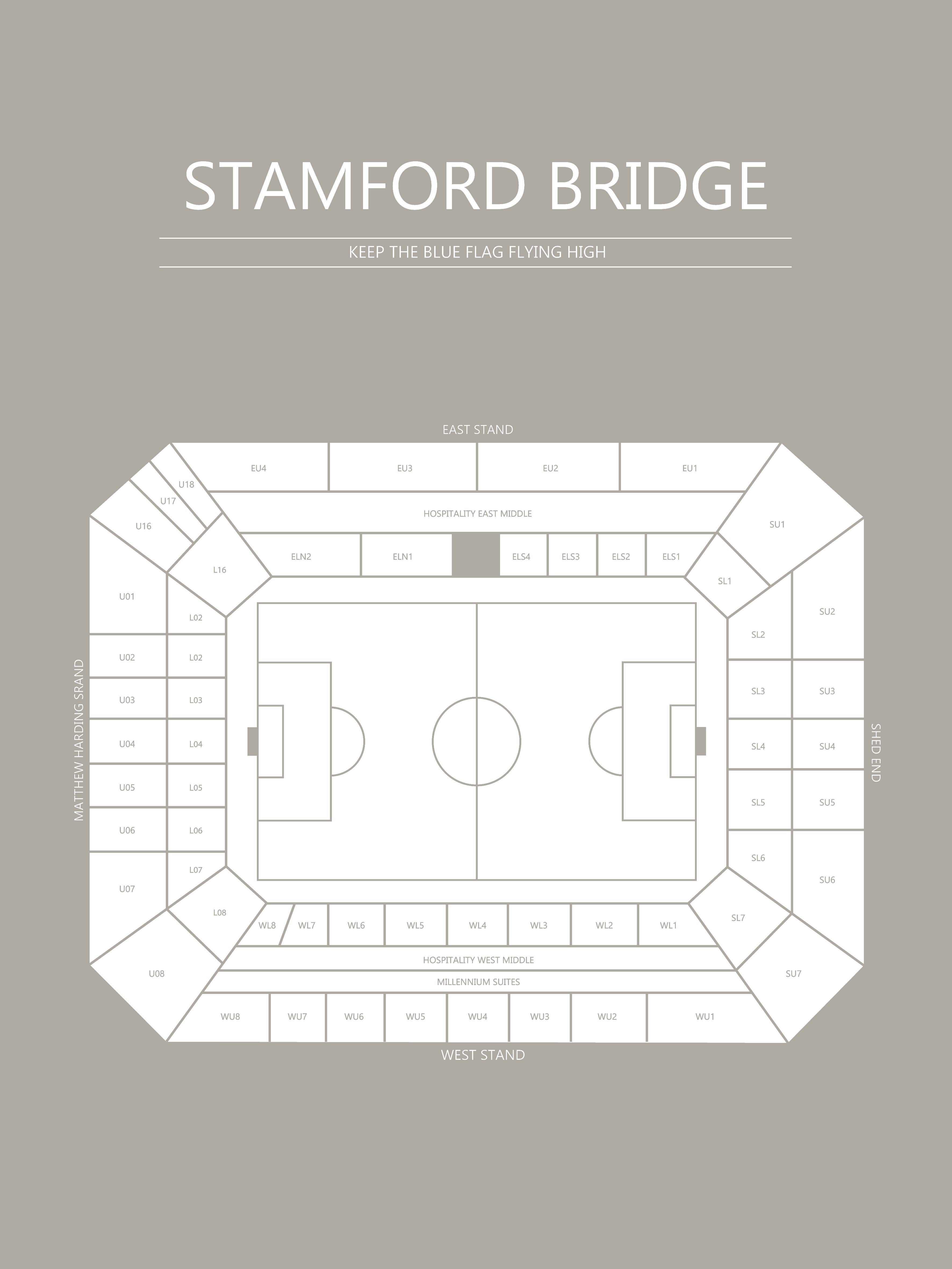 Fodbold plakat Chelsea Stamford Bridge grå