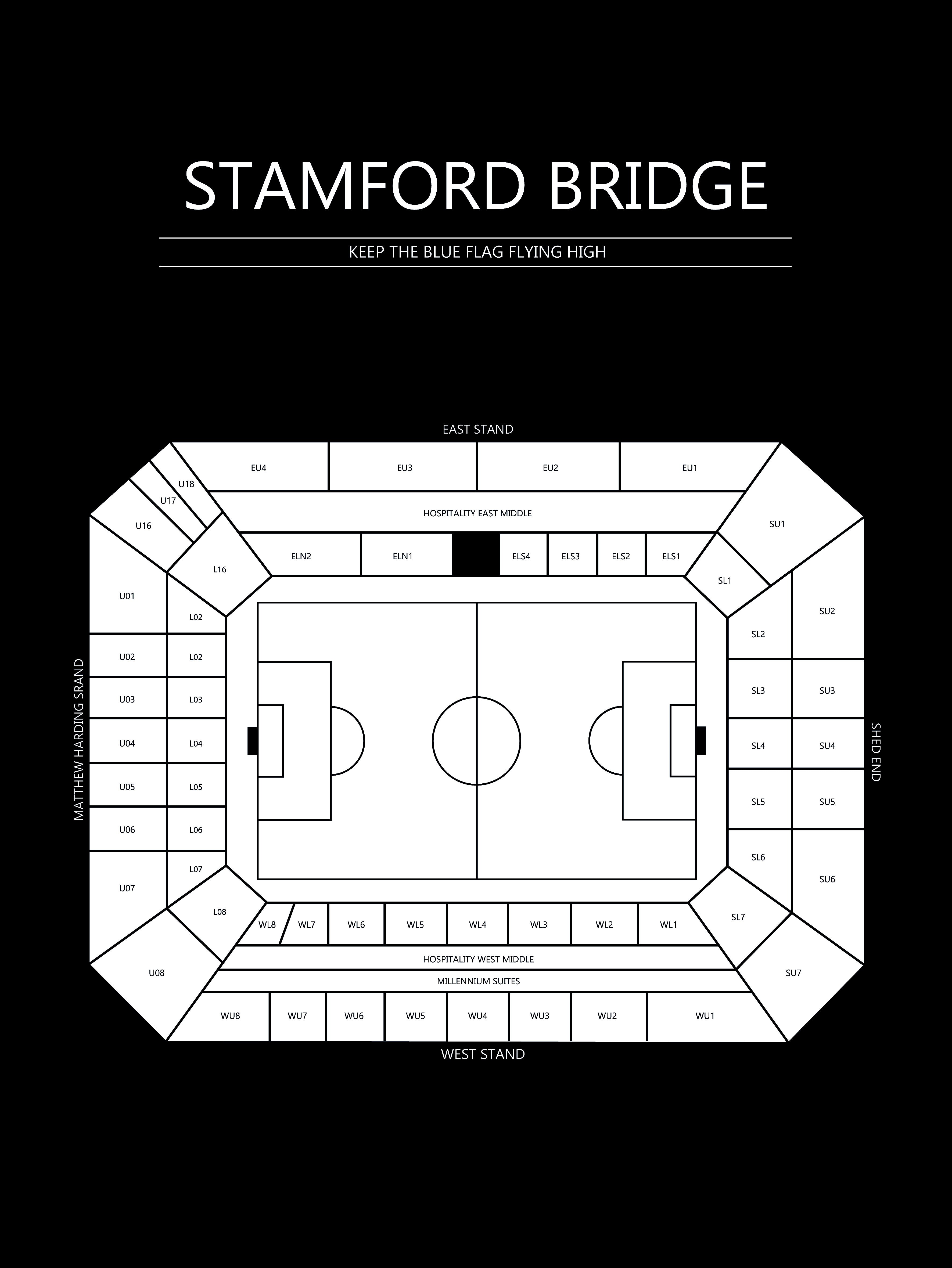 Fodbold plakat Chelsea Stamford Bridge sort