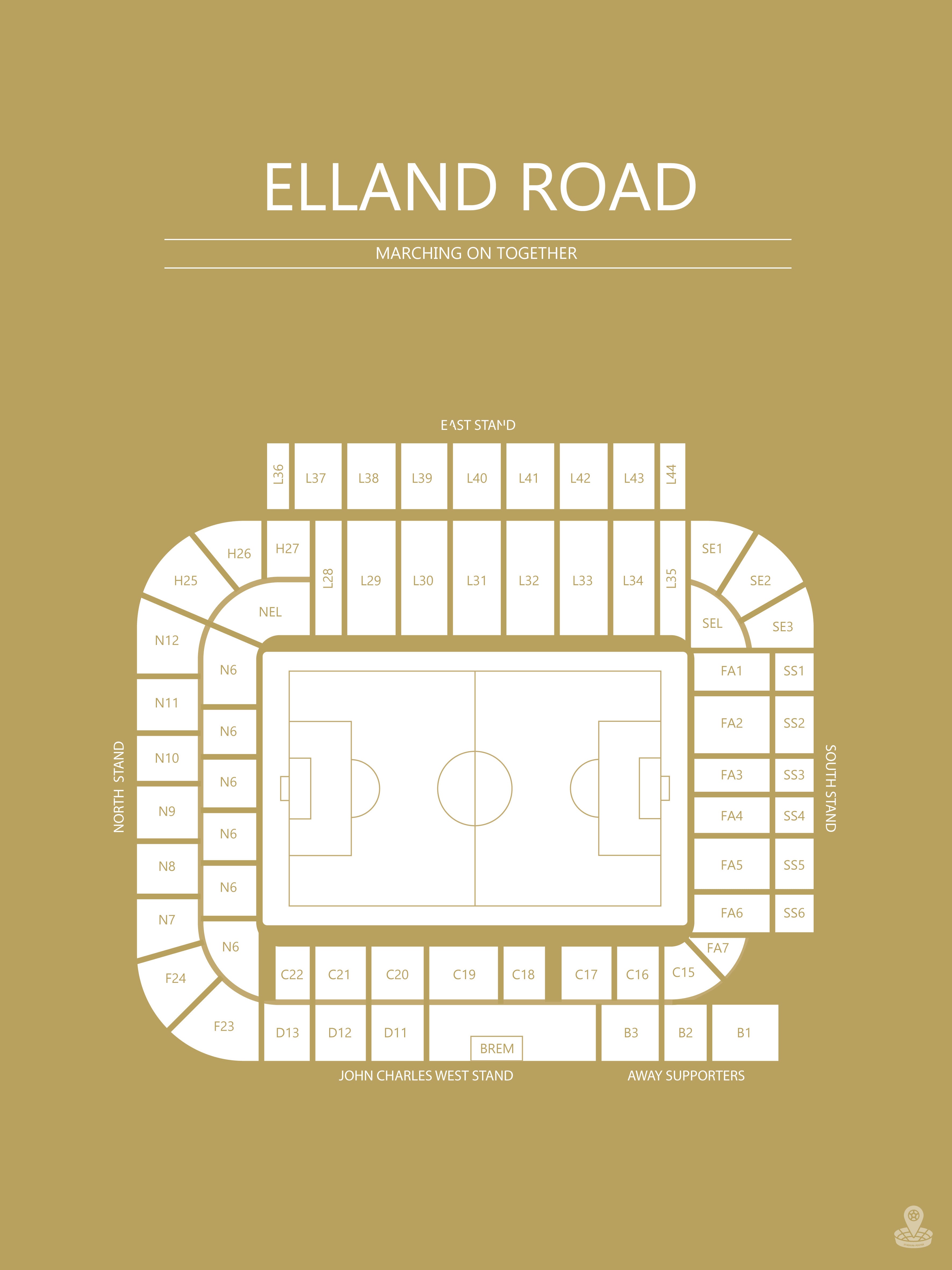 Fodbold plakat Lees Elland Road Stadium Karry