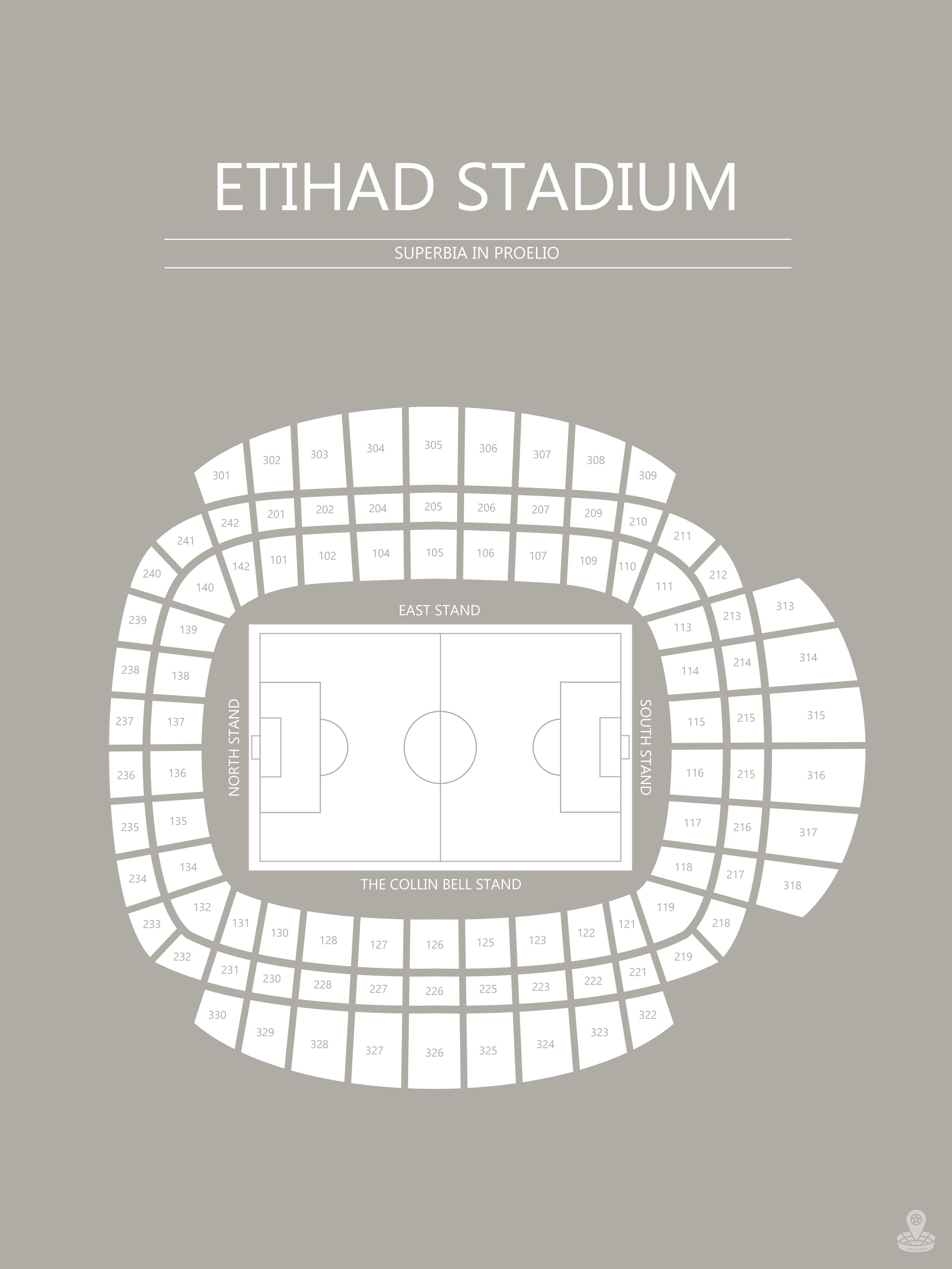 Fodbold plakat Manchester City Etihad Stadium grå