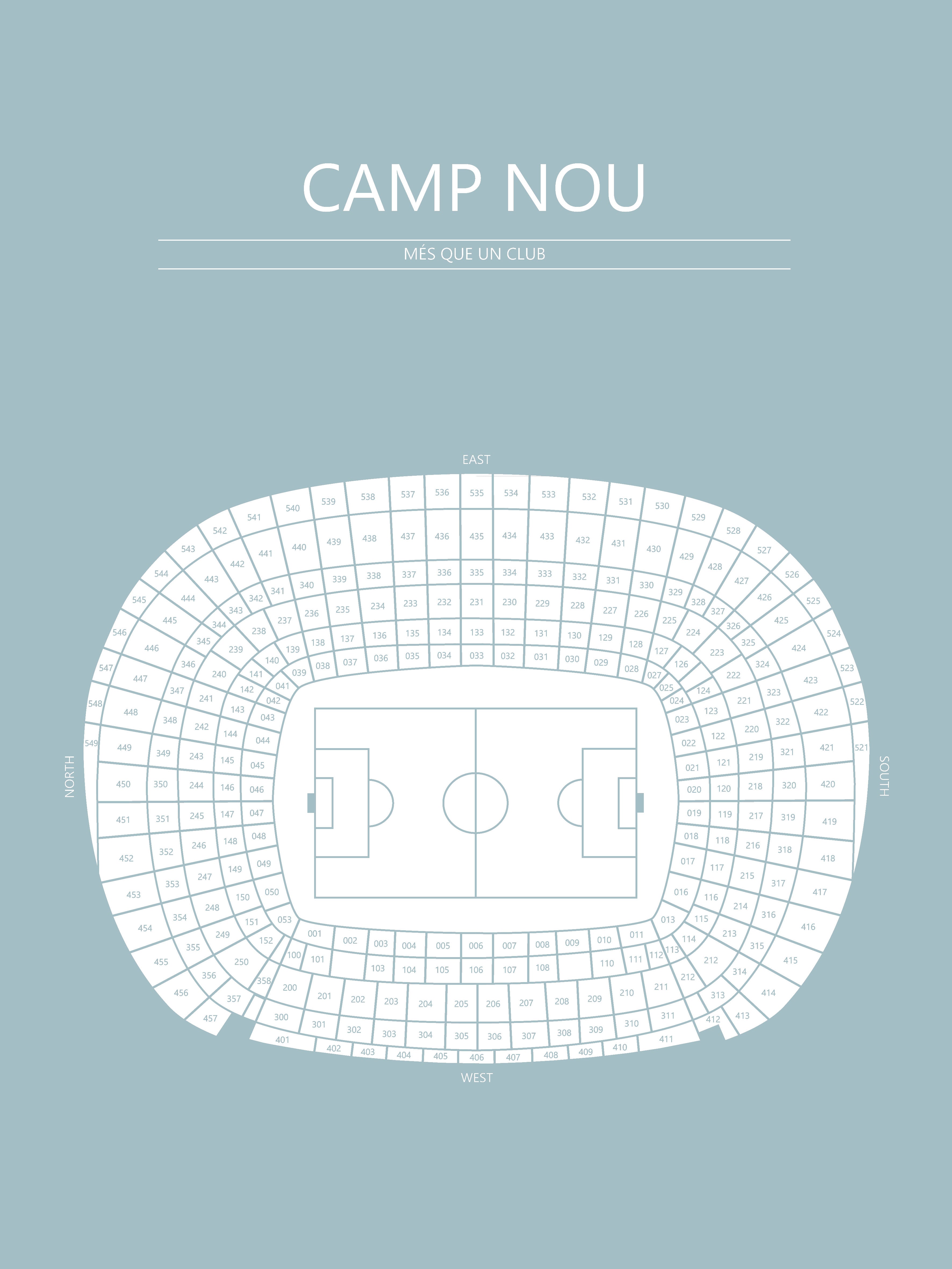 Fodbold plakat FC Barcelona Camp Nou Lyseblå