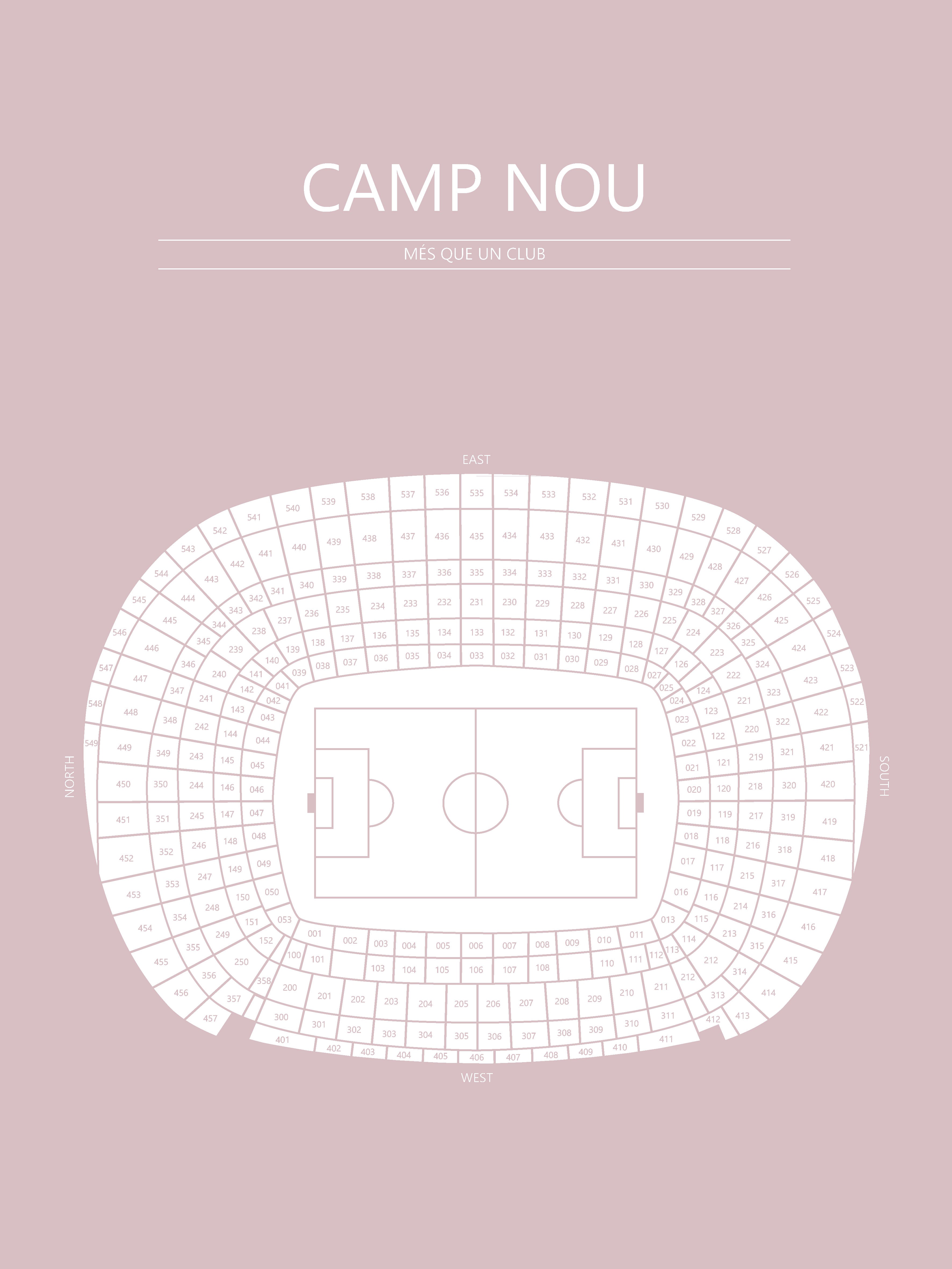 Fodbold plakat FC Barcelona Camp Nou Lyserød
