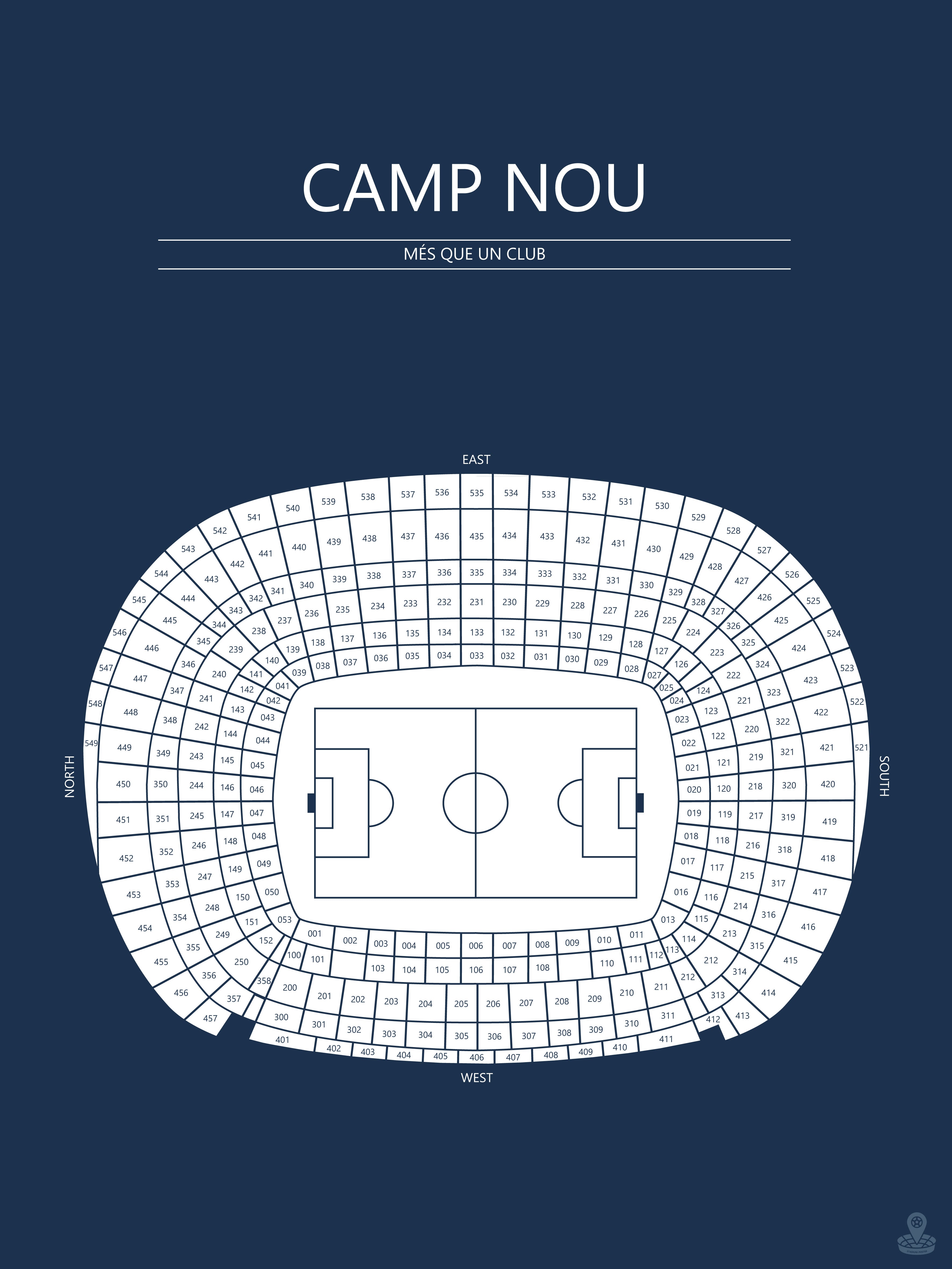 Fodbold plakat FC Barcelona Camp Nou Møreblå