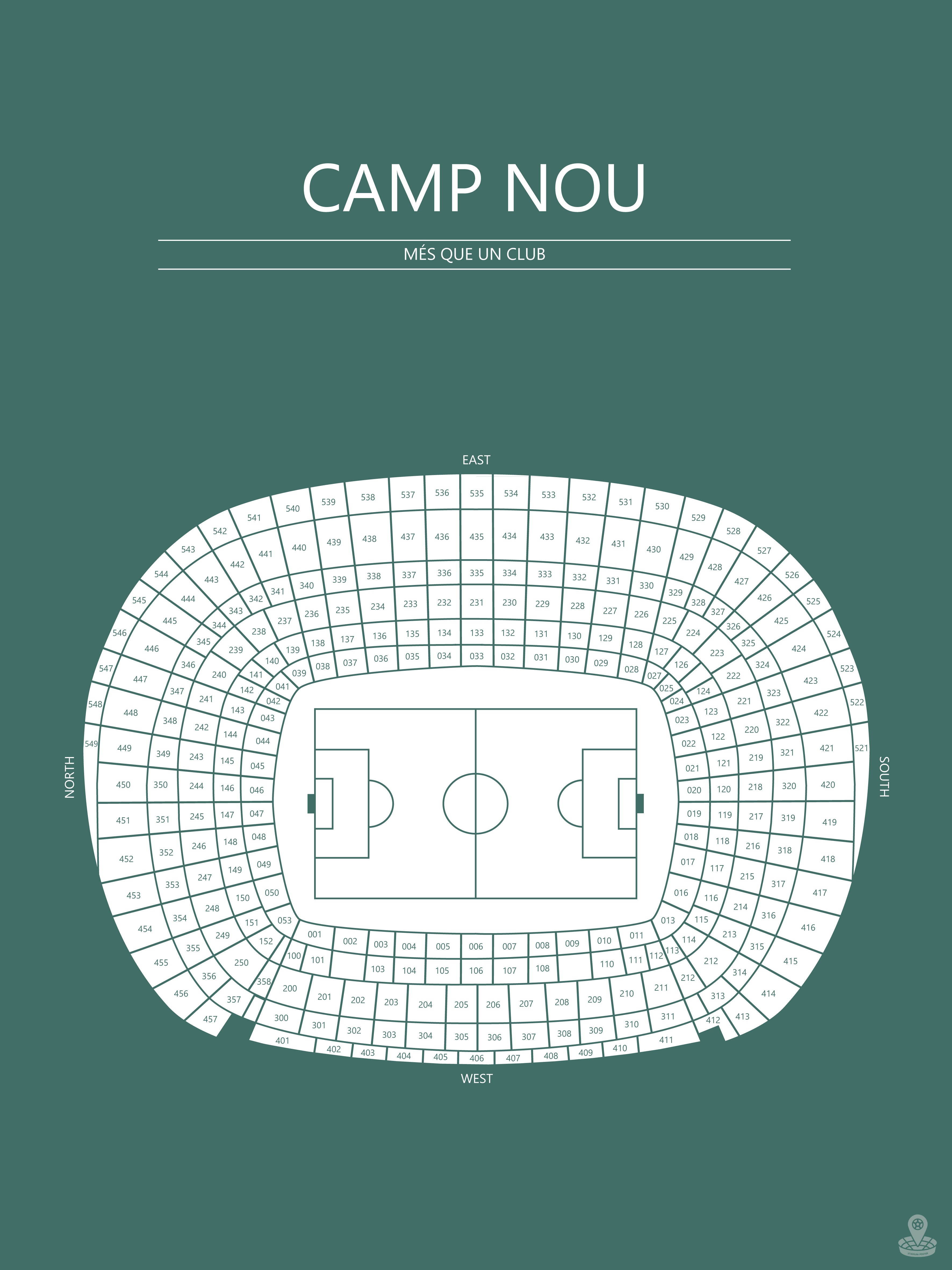 Fodbold plakat FC Barcelona Camp Nou Mørkegrøn
