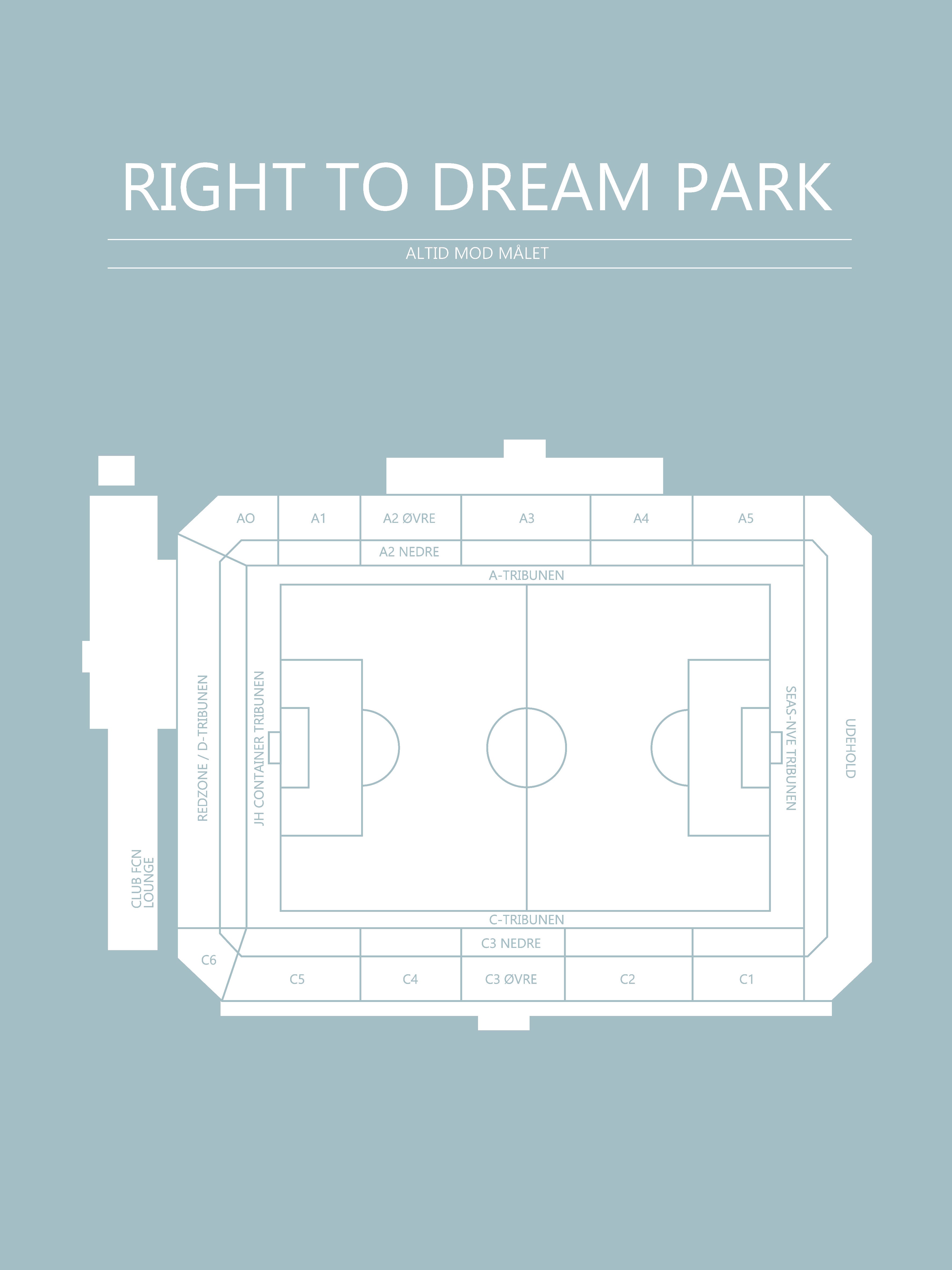 Fodbold plakat Right To Dream Park Lyseblå