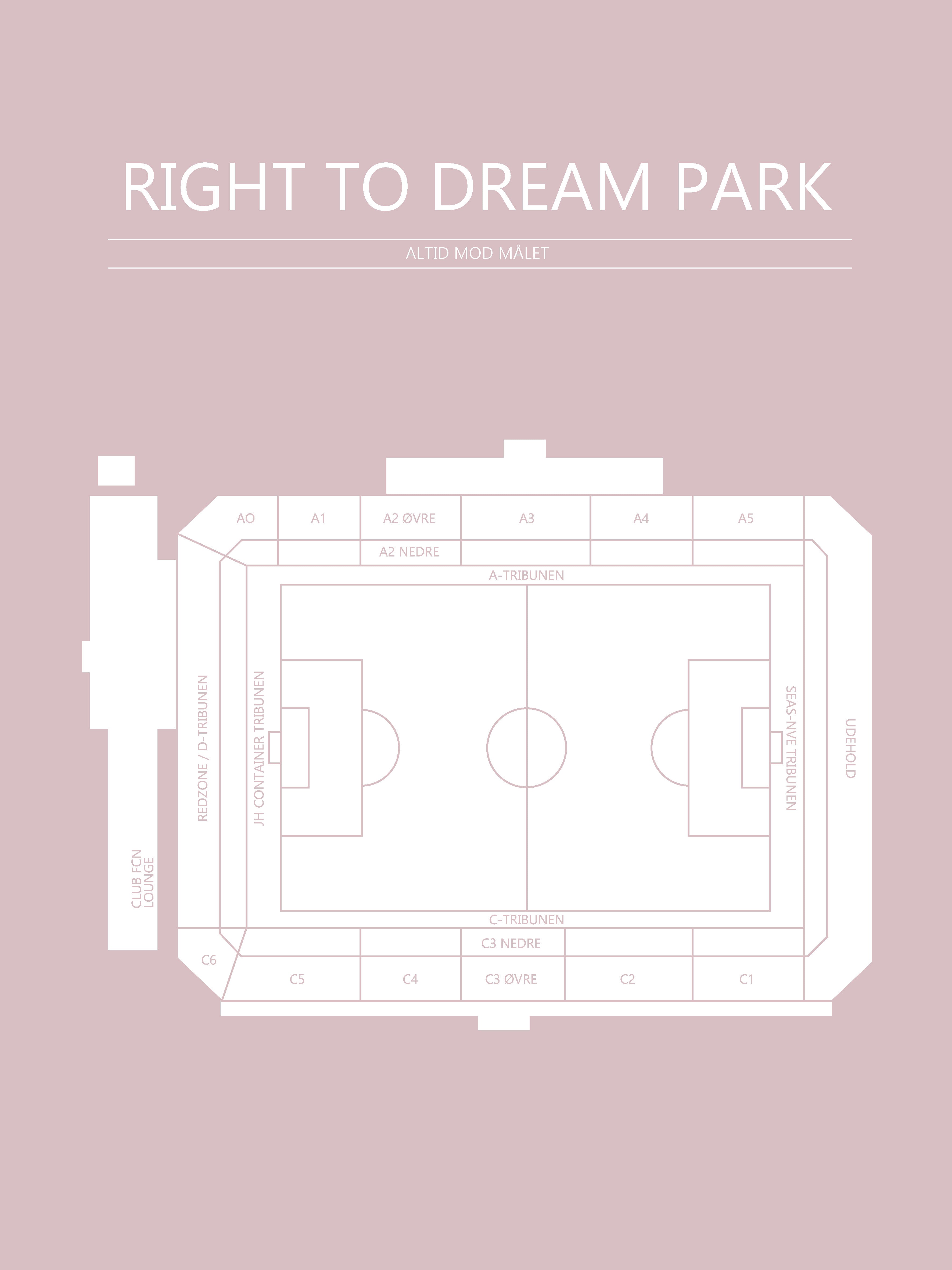 Fodbold plakat Right To Dream Park Lyserød