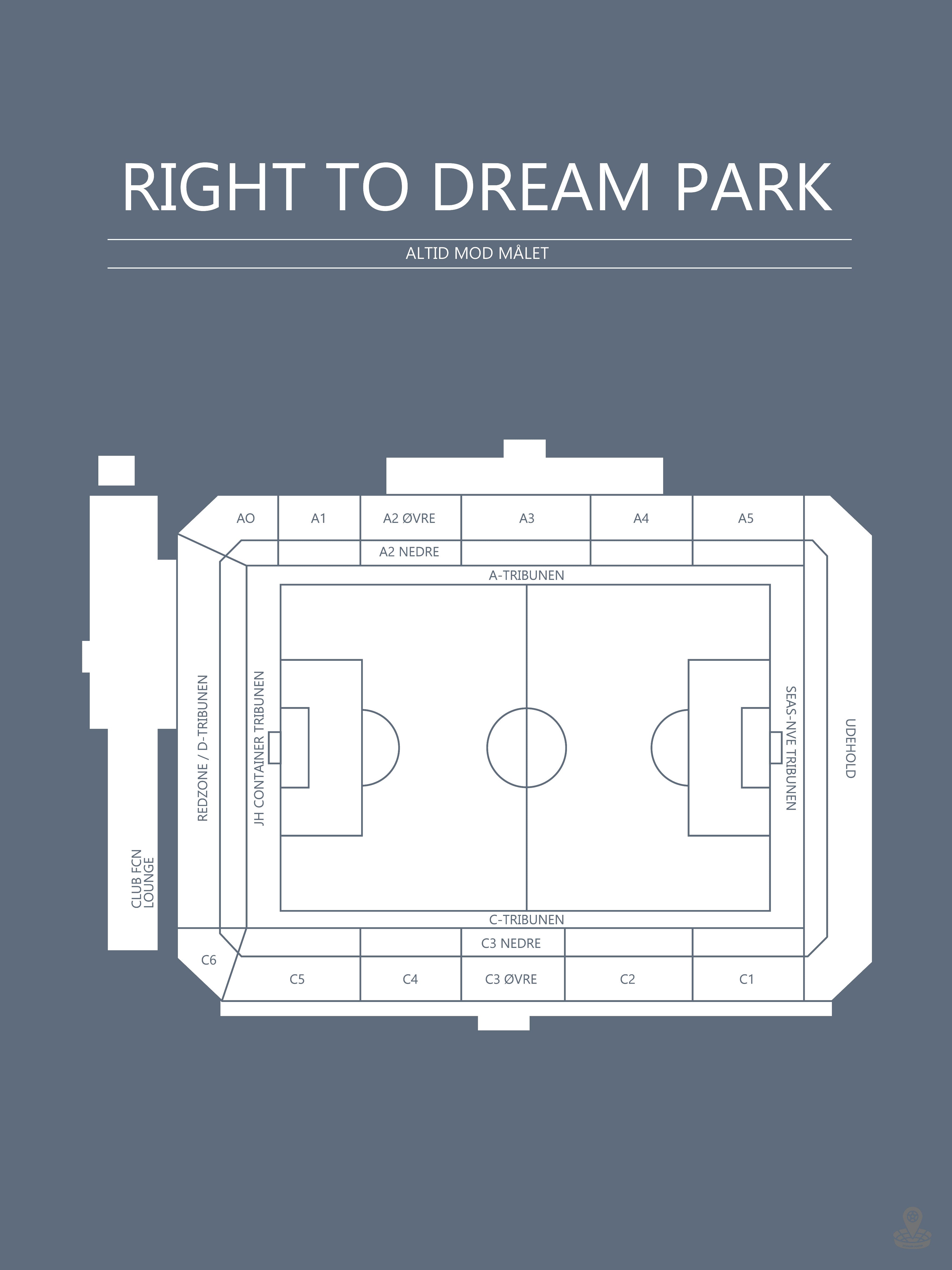 Fodbold plakat Right To Dream Park Gråblå