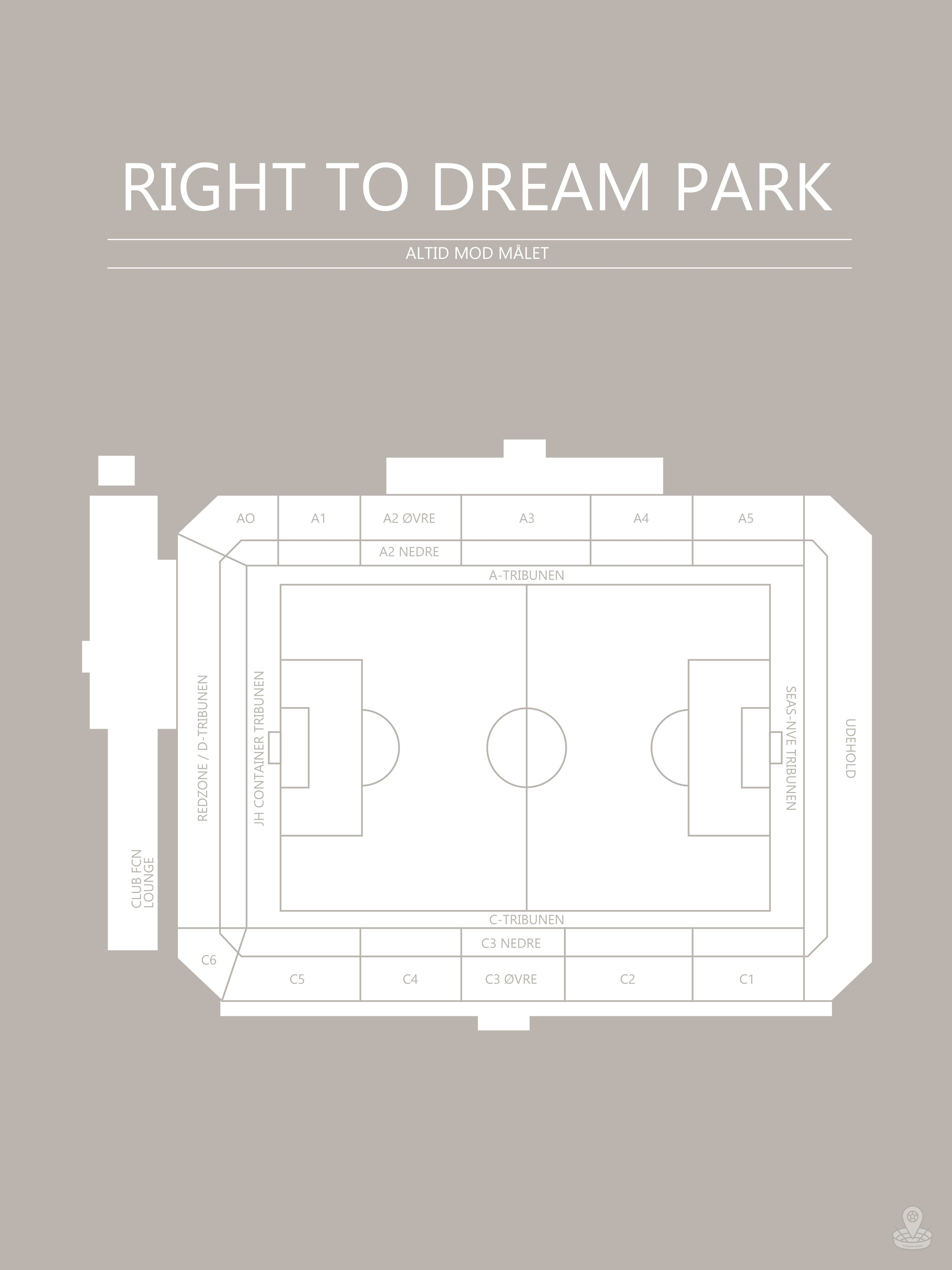 Fodbold plakat Right To Dream Park Grå