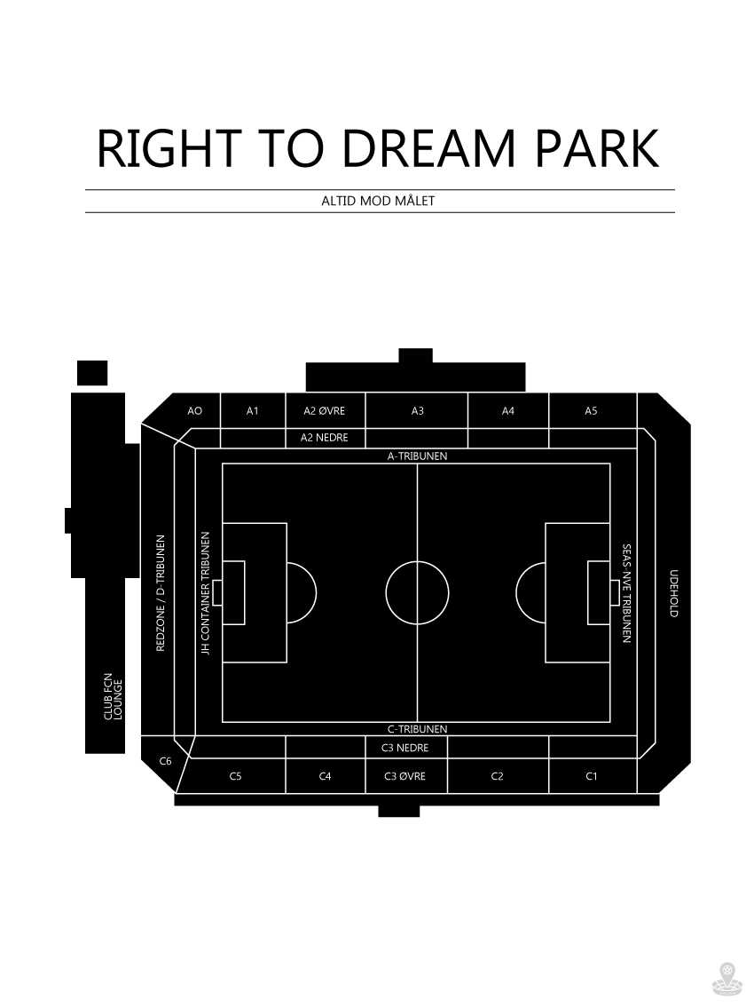 Fodbold plakat Right To Dream Park Hvid