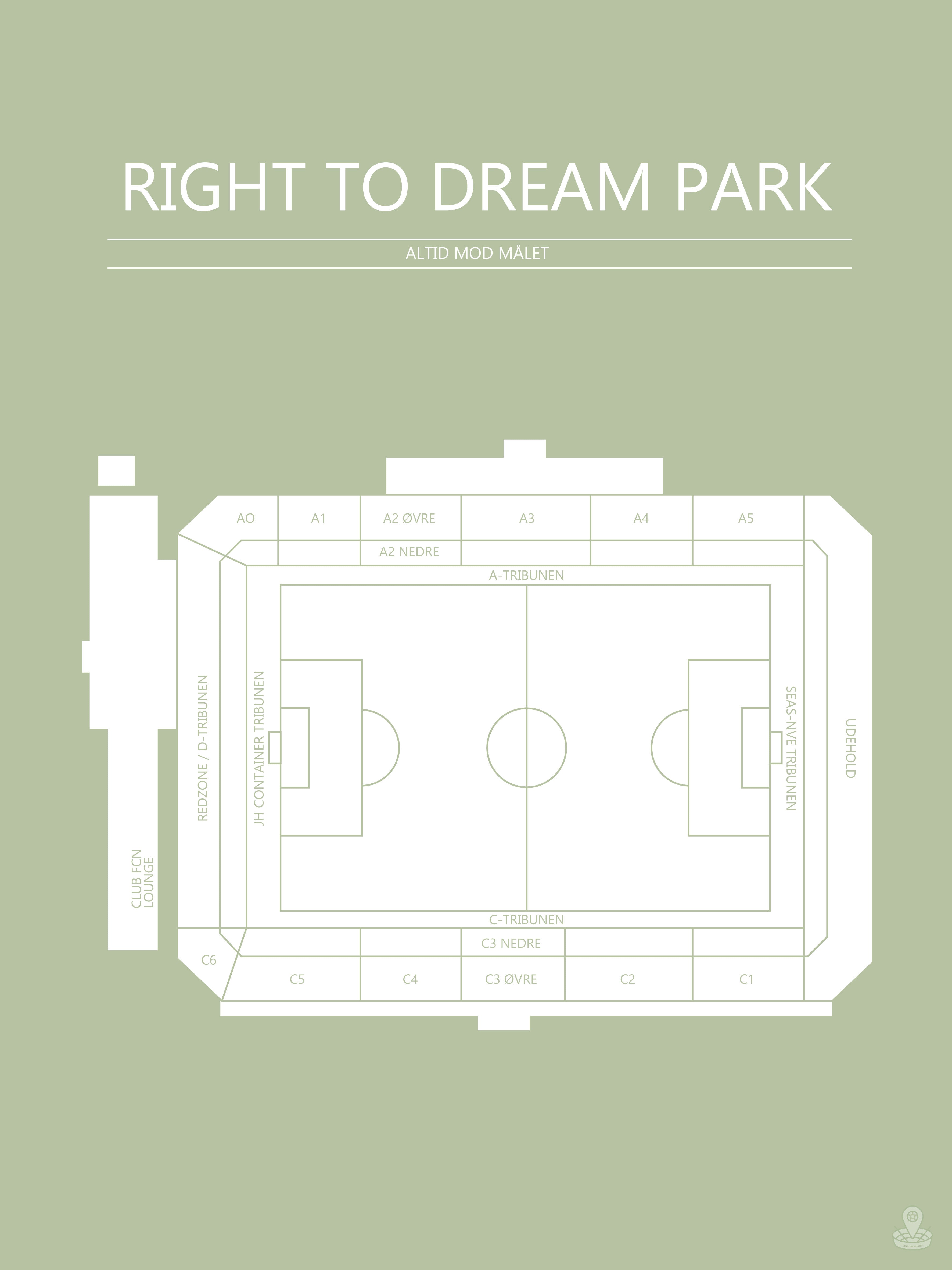 Fodbold plakat Right To Dream Park Lysegrøn