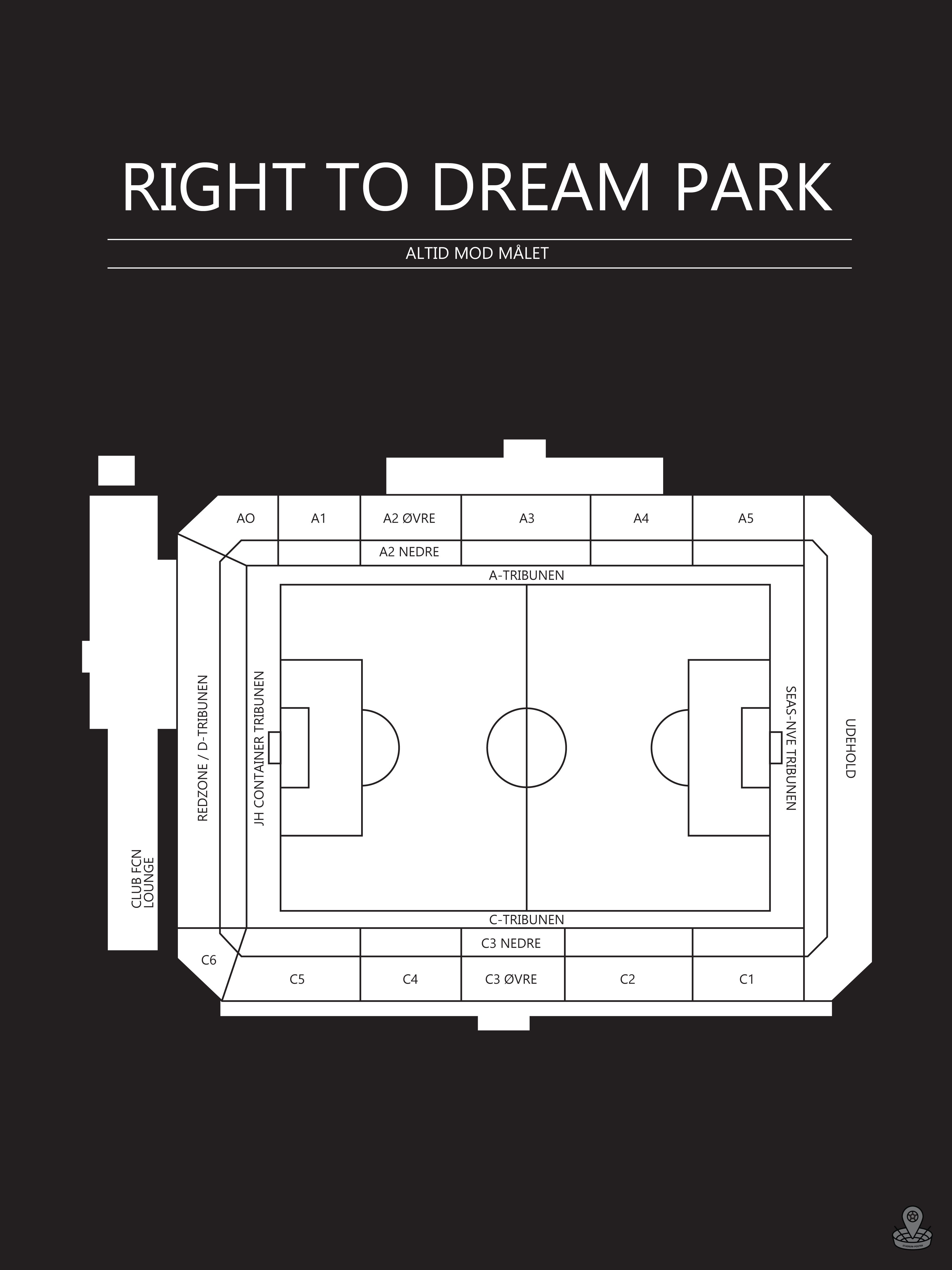 Fodbold plakat Right To Dream Park Sort