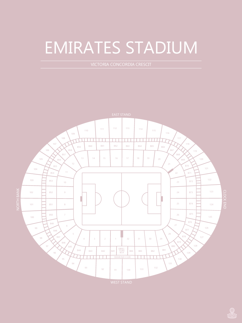Fodbold plakat Arsenal Emirates stadium Lyserød