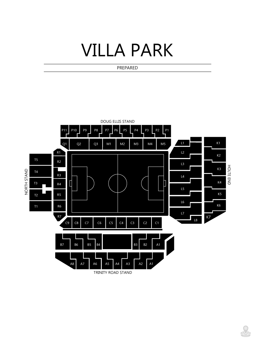Fodbold plakat Aston Villa Villa Park Hvid