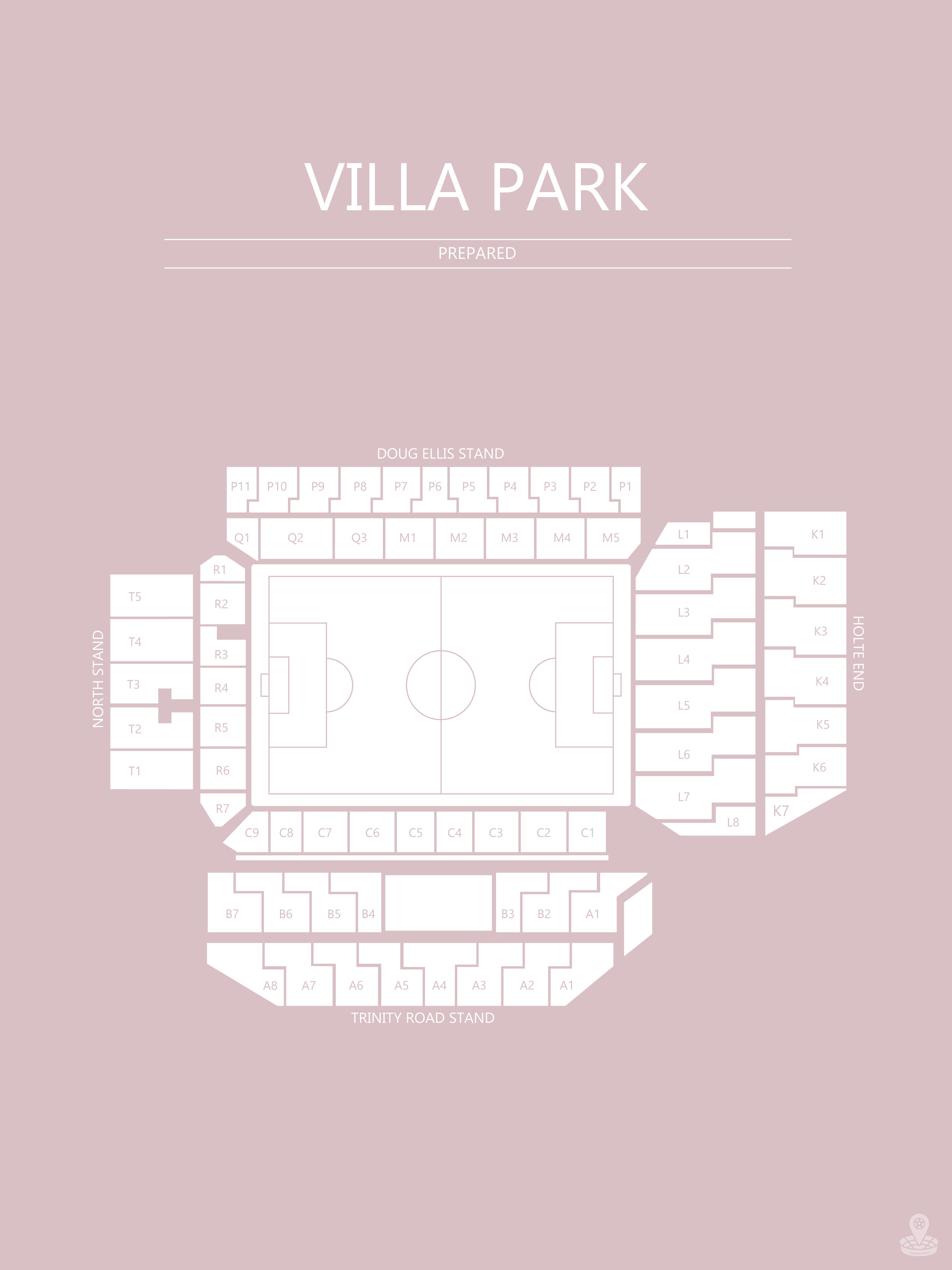 Fodbold plakat Aston Villa Villa Park Lyserød