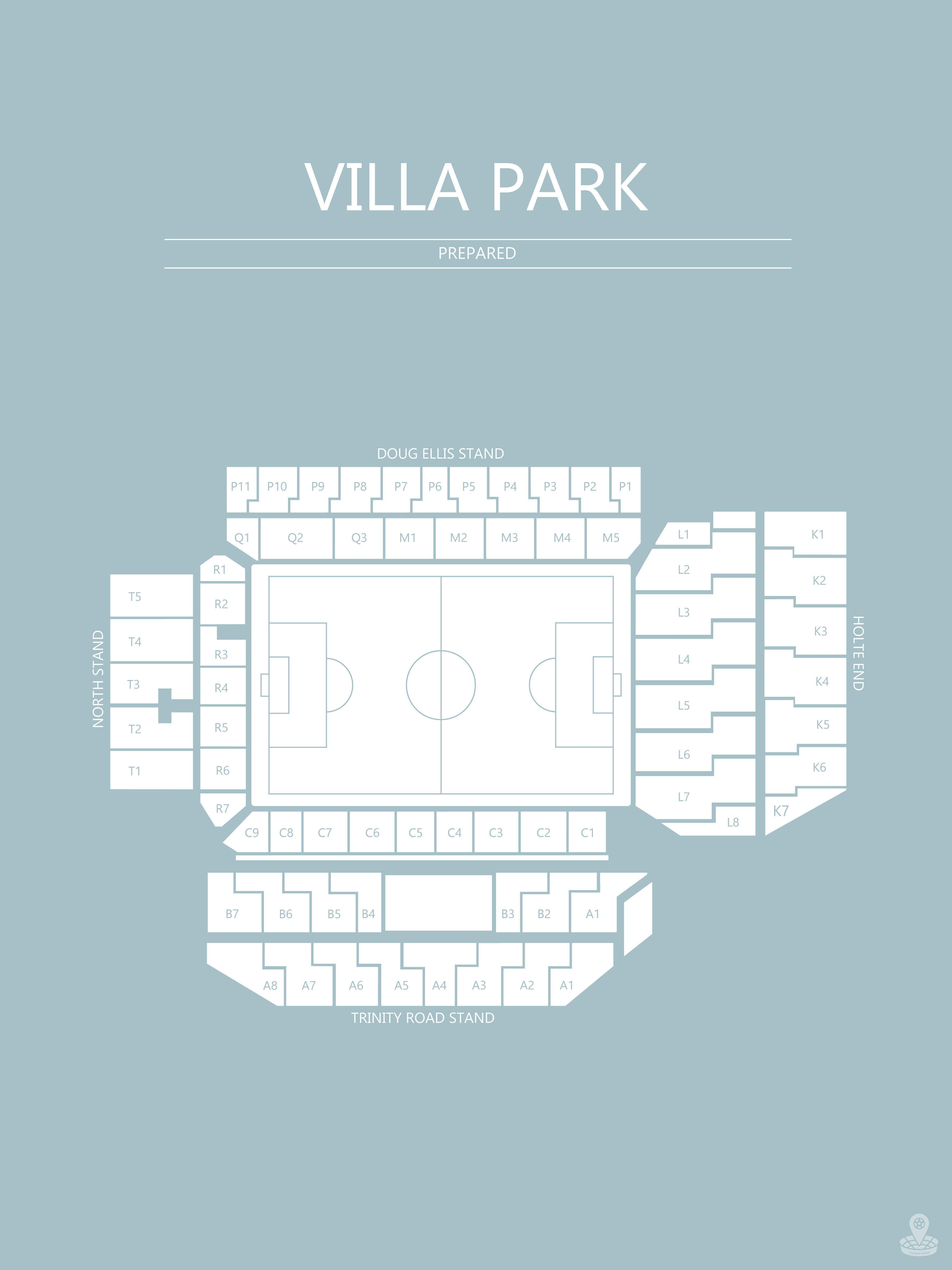 Fodbold plakat Aston Villa Villa Park Lyseblå