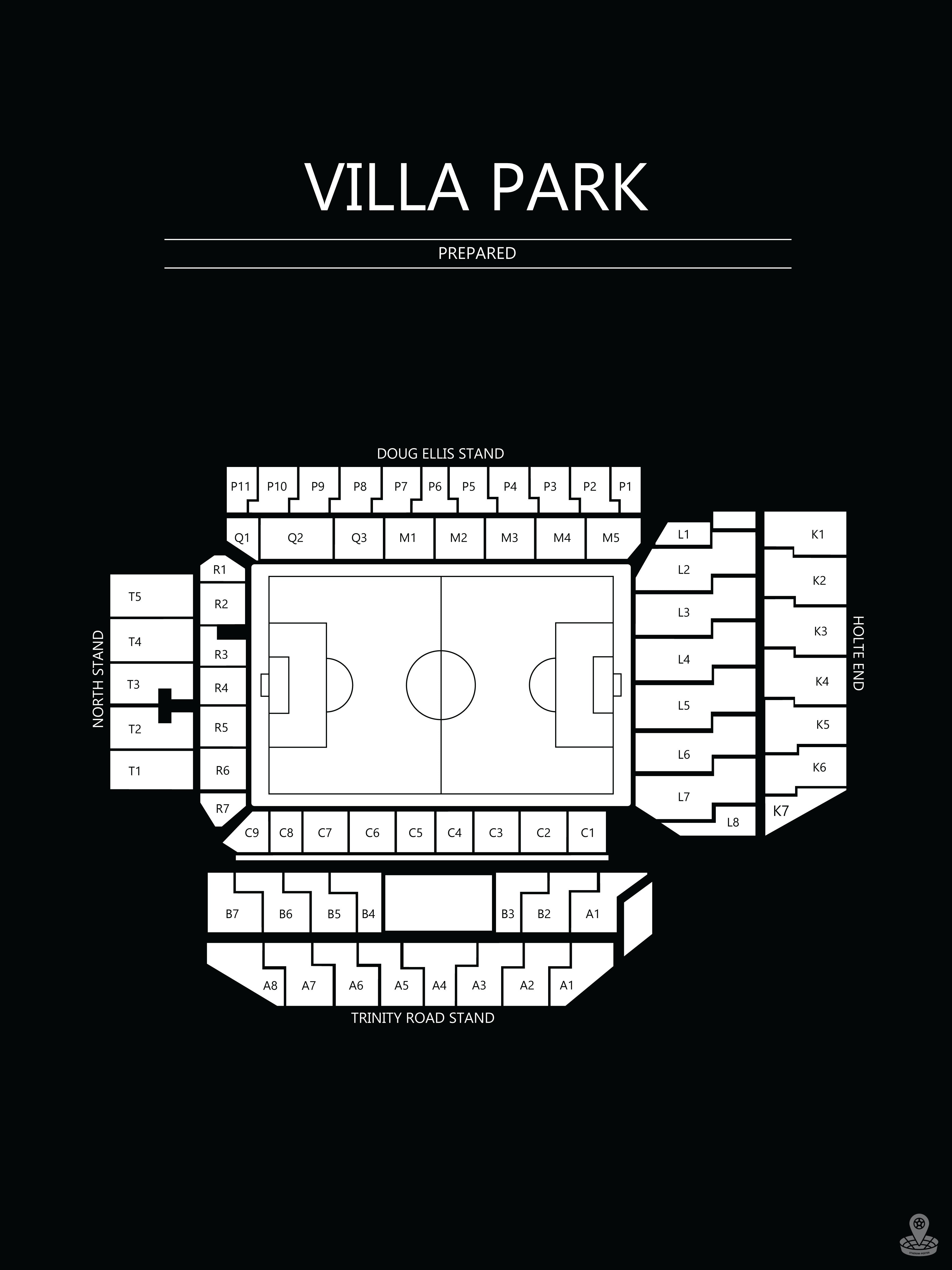 Fodbold plakat Aston Villa Villa Park sort
