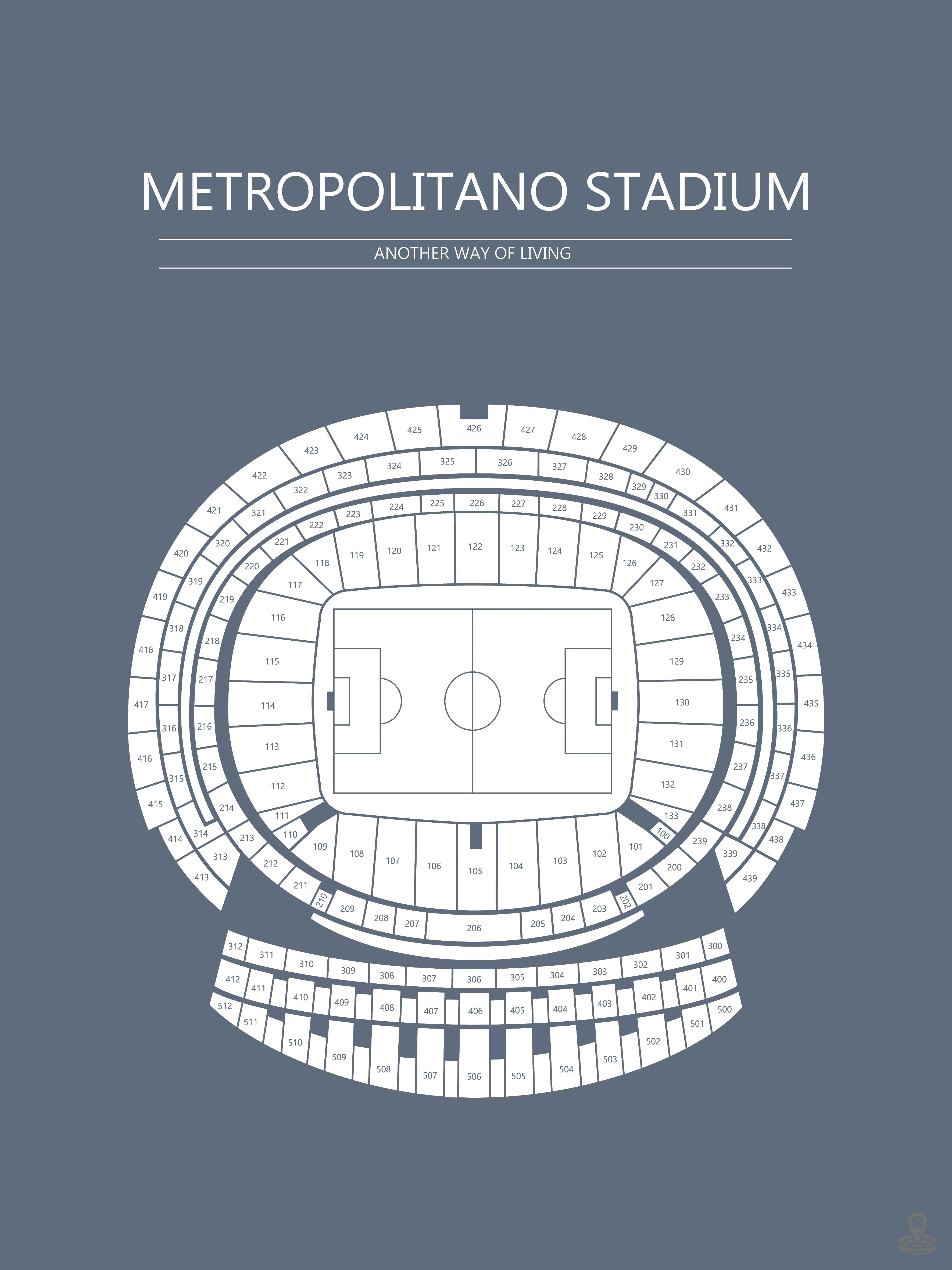 Fodbold plakat Atletico Madrid Metropolitano stadium Gråblå