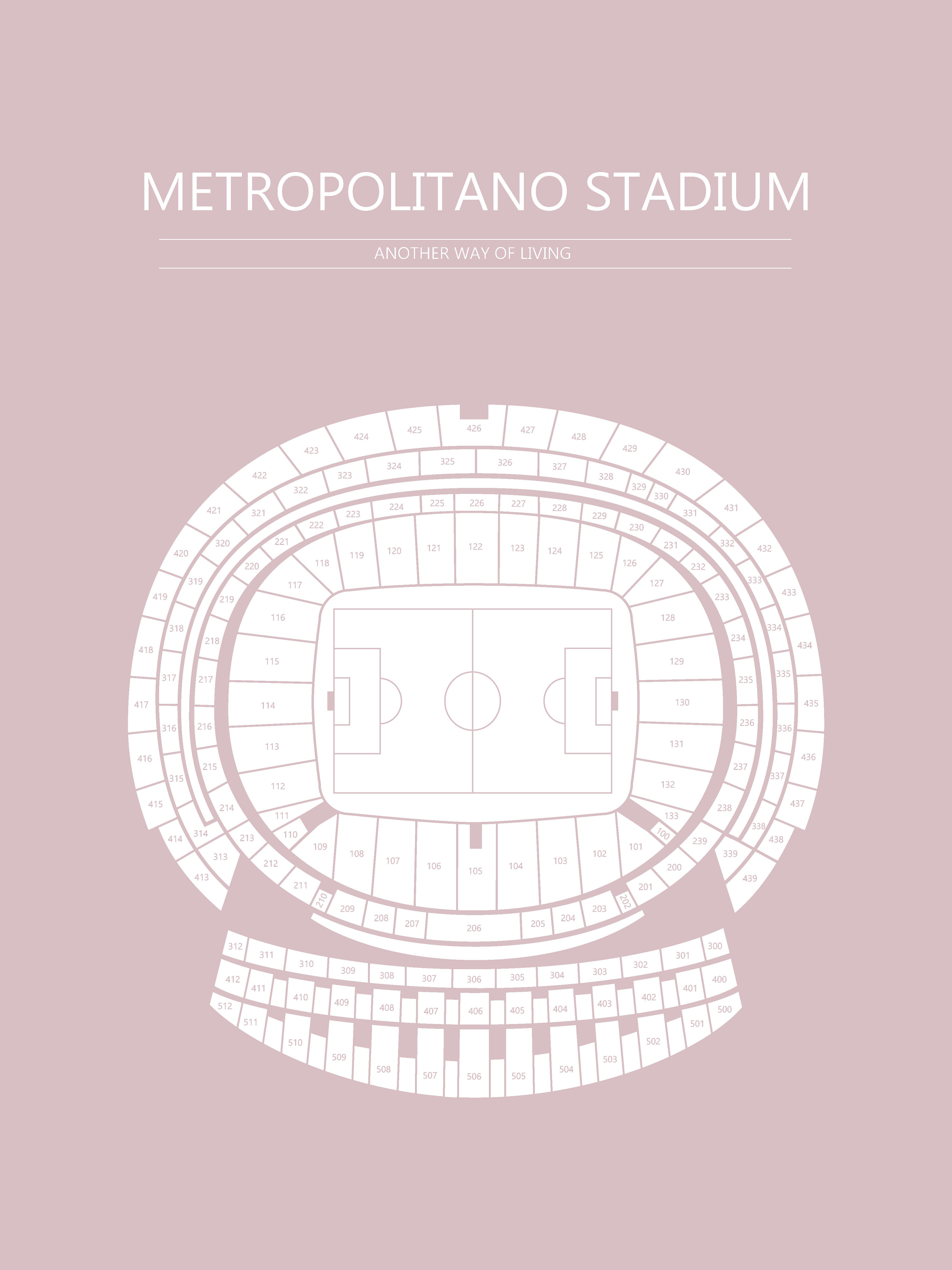 Fodbold plakat Atletico Madrid Metropolitano stadium Lyserød