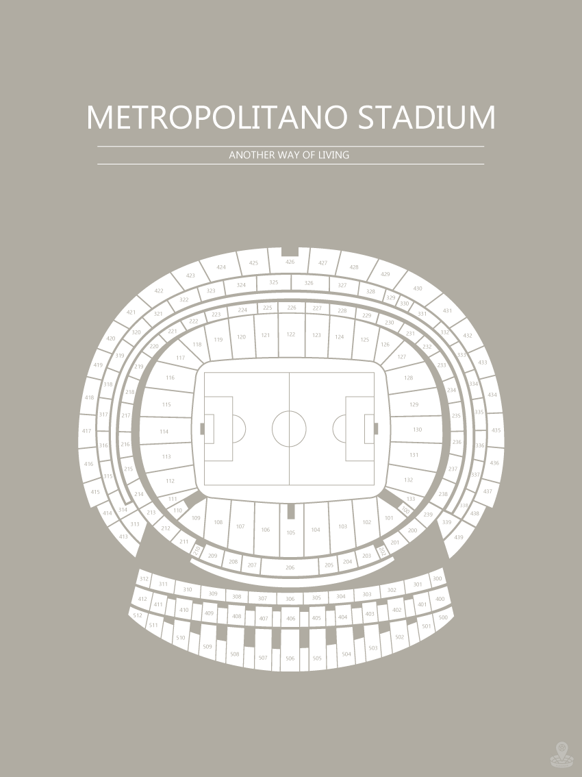 Fodbold plakat Atletico Madrid Metropolitano stadium Grå