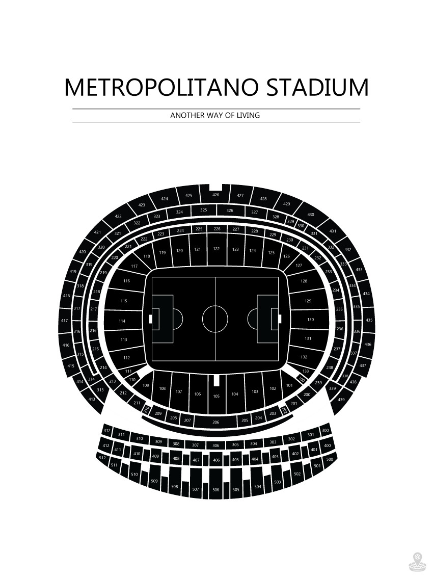 Fodbold plakat Atletico Madrid Metropolitano stadium Hvid