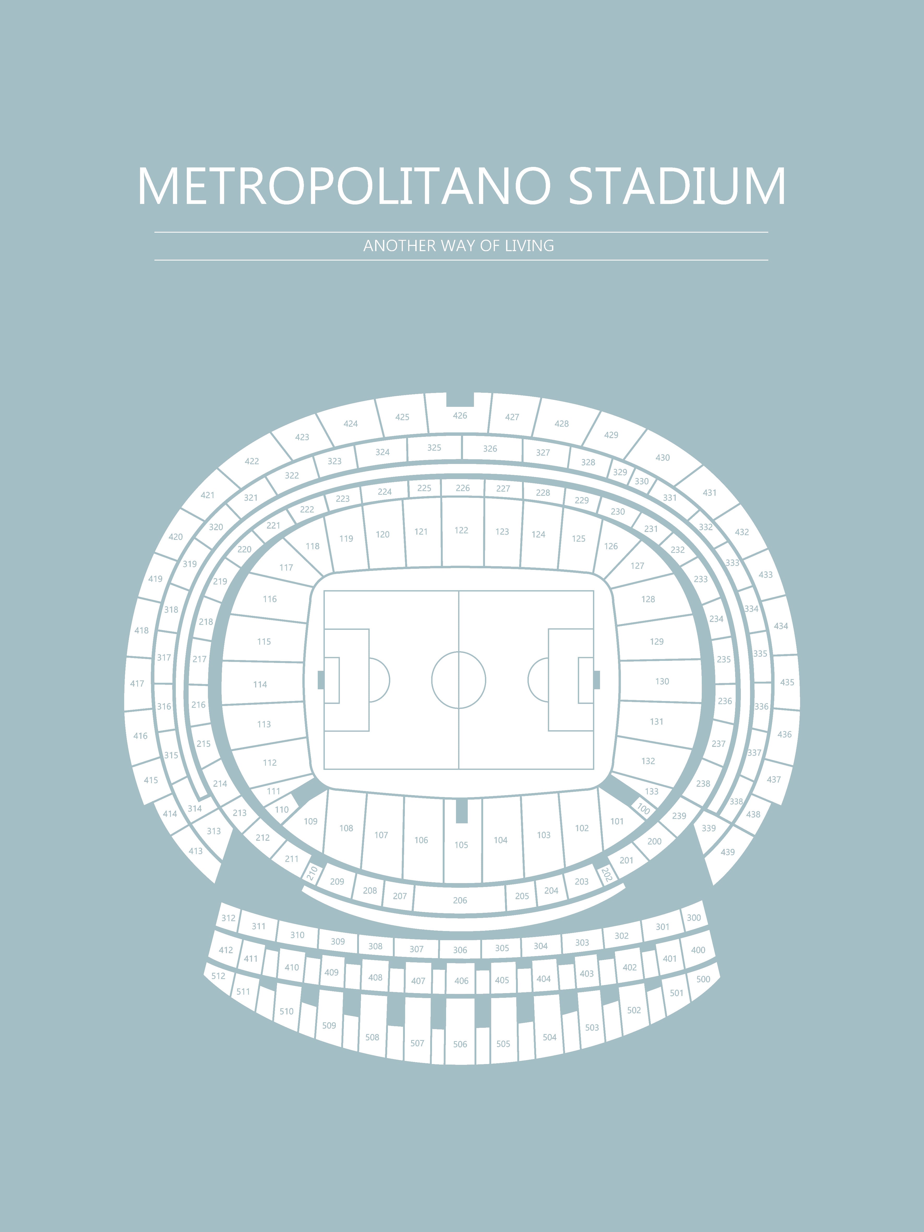 Fodbold plakat Atletico Madrid Metropolitano stadium Lyseblå