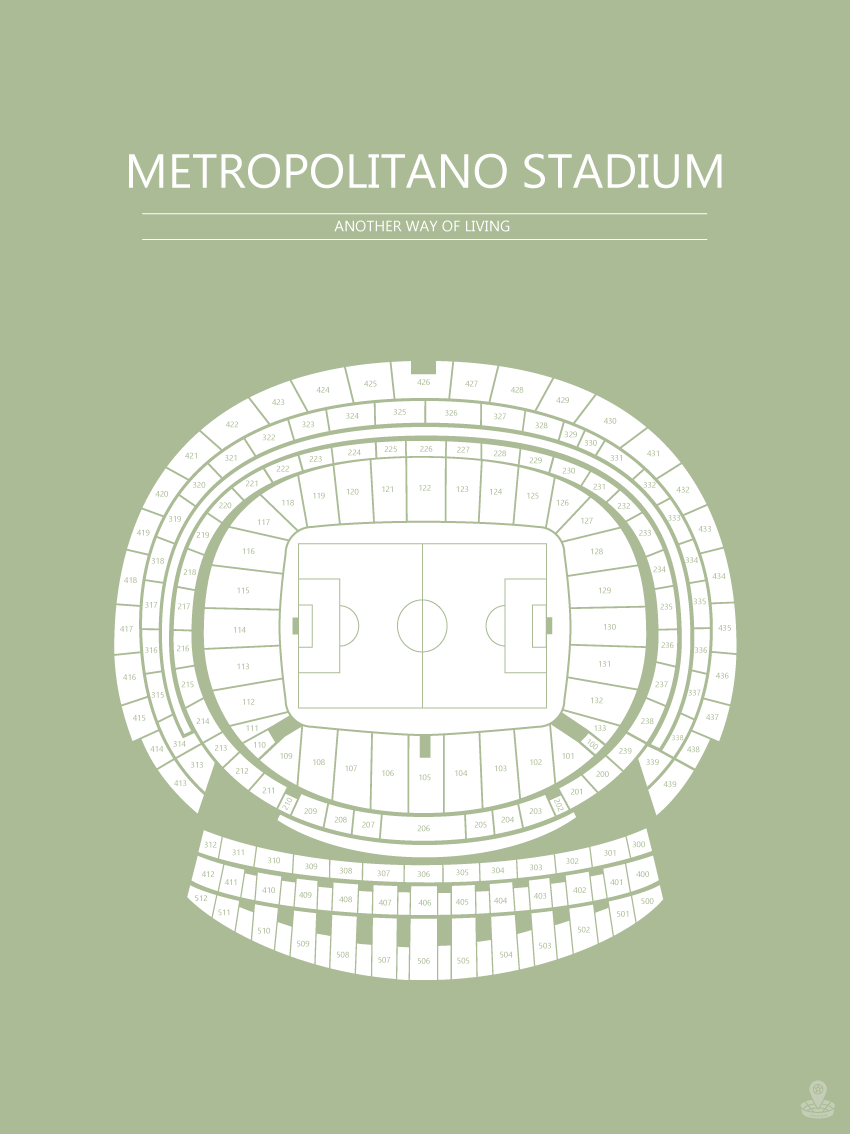 Fodbold plakat Atletico Madrid Metropolitano stadium Lysegrøn