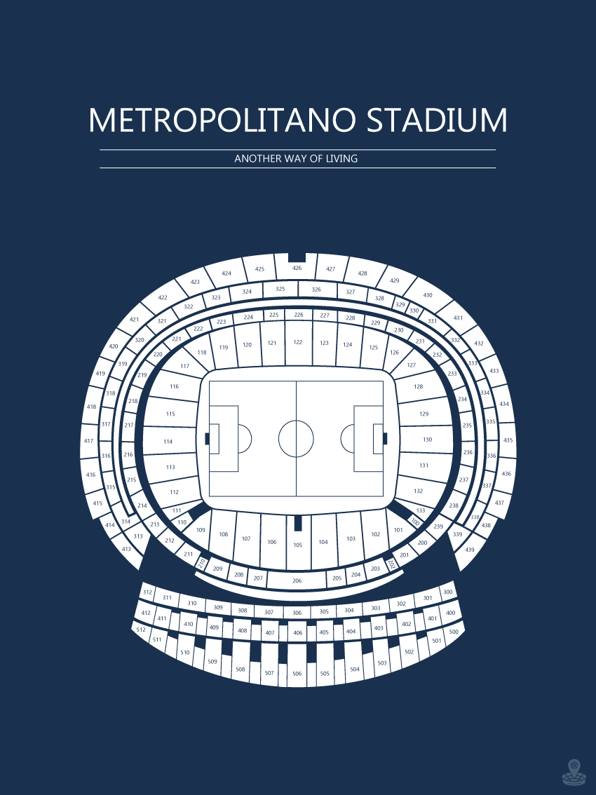 Fodbold plakat Atletico Madrid Metropolitano stadium Mørkeblå