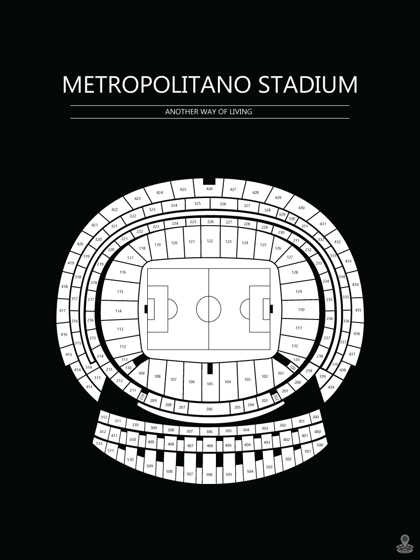 Fodbold plakat Atletico Madrid Metropolitano stadium Sort