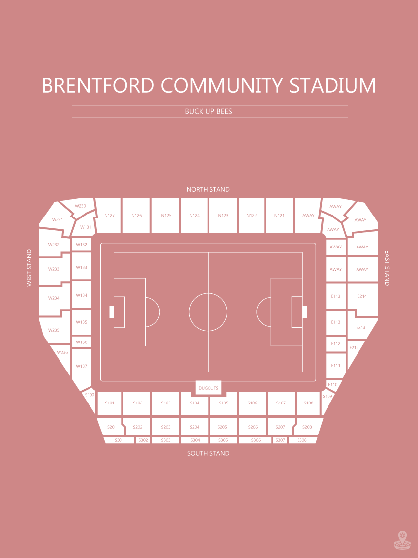 Fodbold plakat Brentford Community Stadium blush