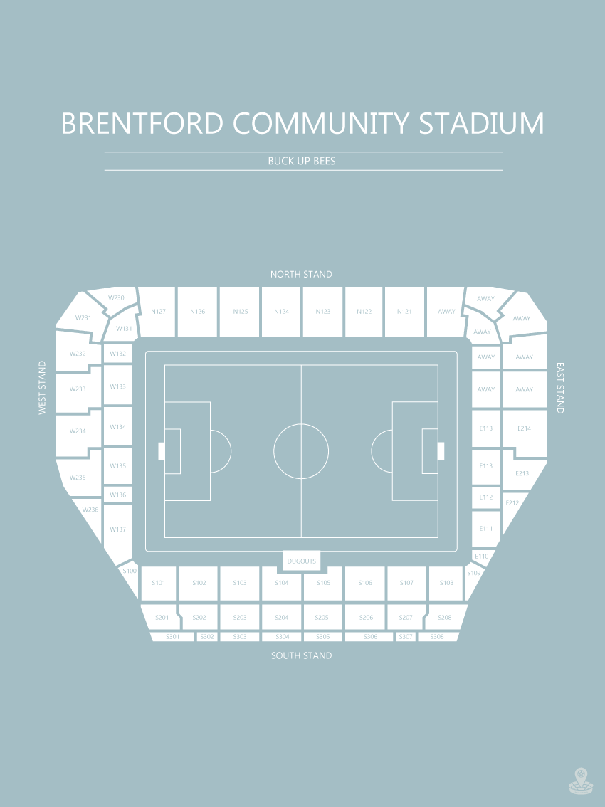 Fodbold plakat Brentford Community Stadium lyseblå