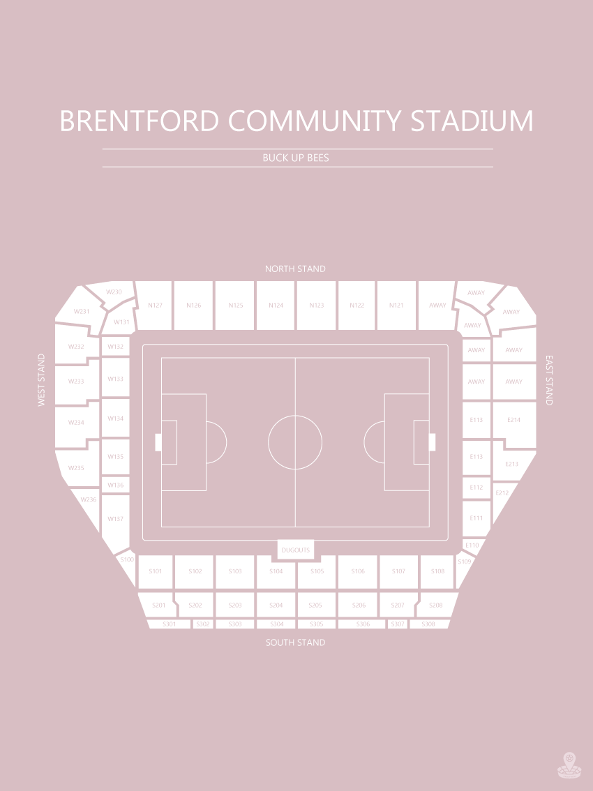 Fodbold plakat Brentford Community Stadium lyserød