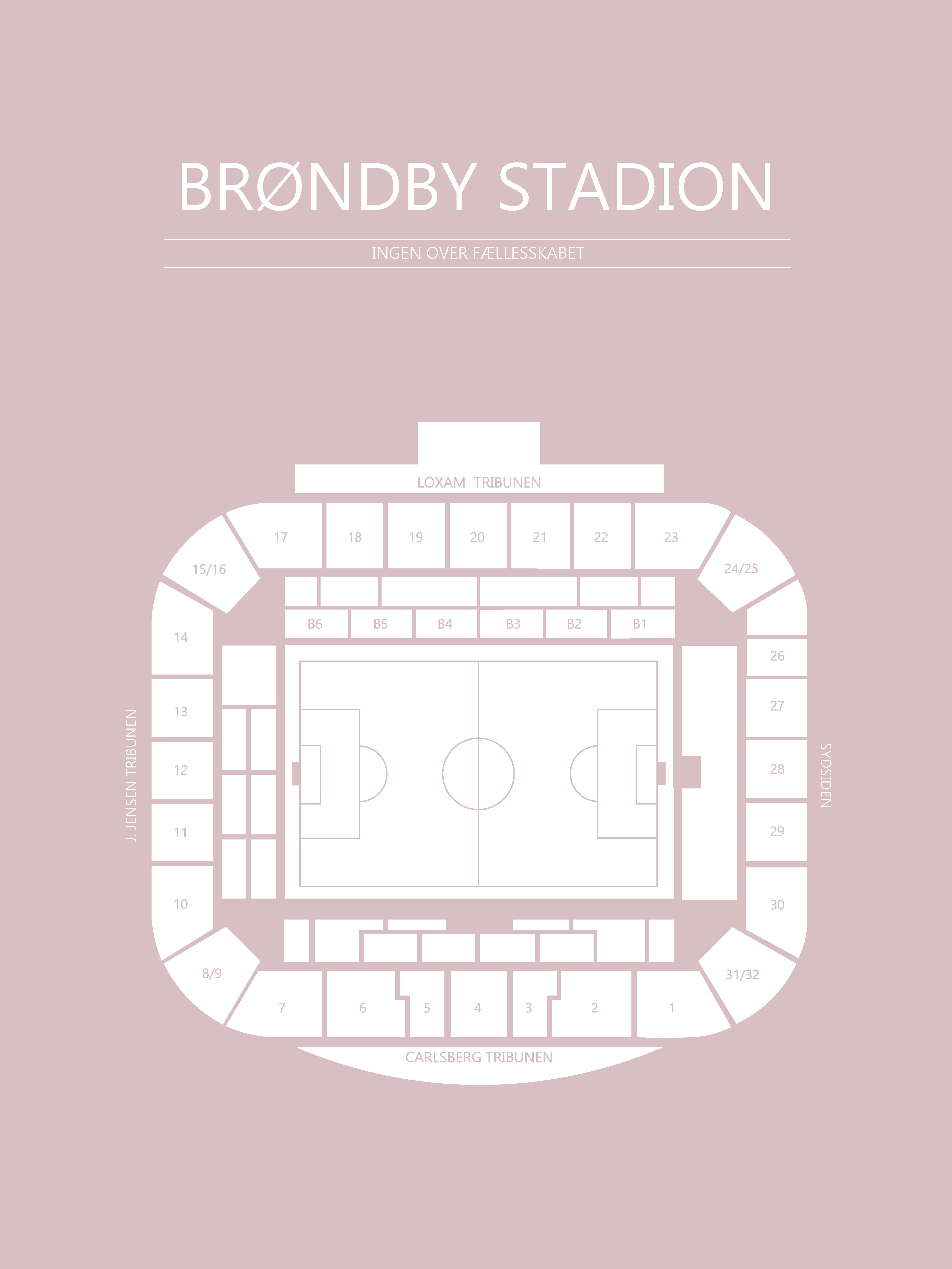 Fodbold plakat Brøndby stadion Lyserød